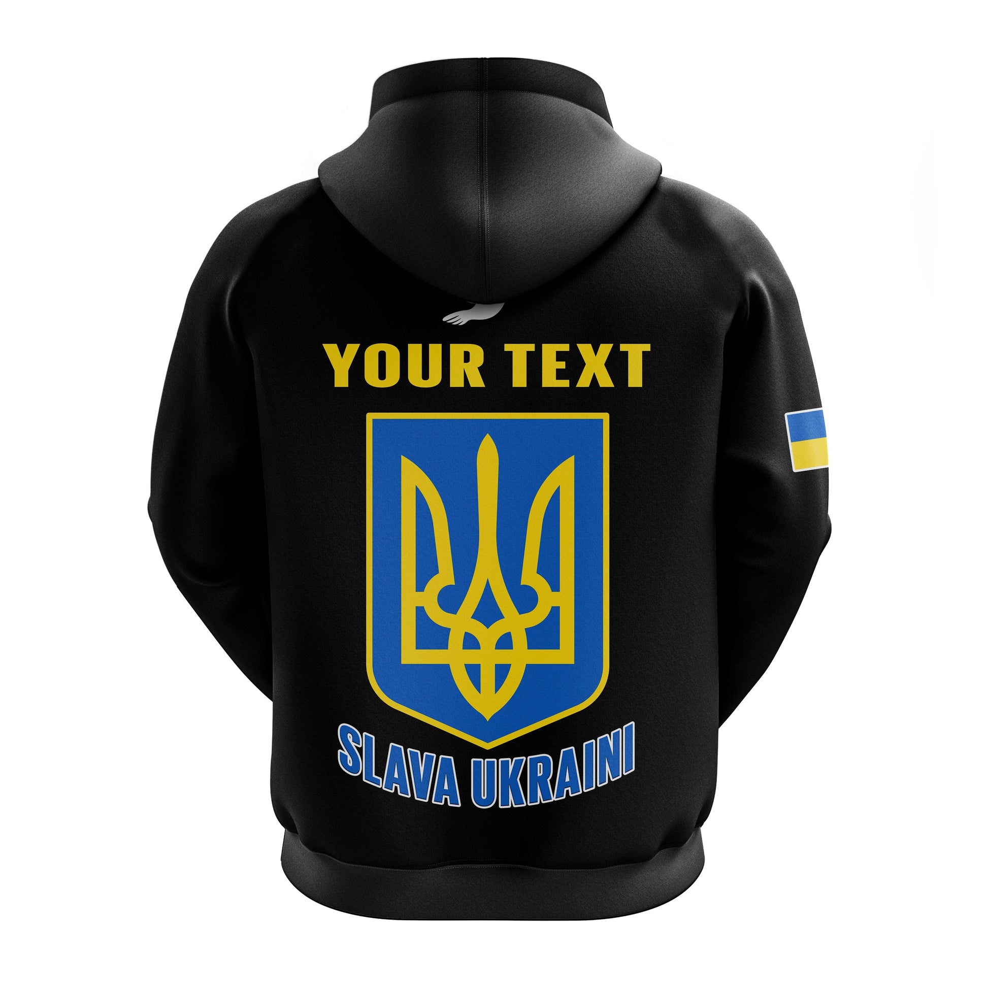 Custom Personalised Ukraine Hoodie Ukraine Gold Trident Slava Ukraini Black LT14
