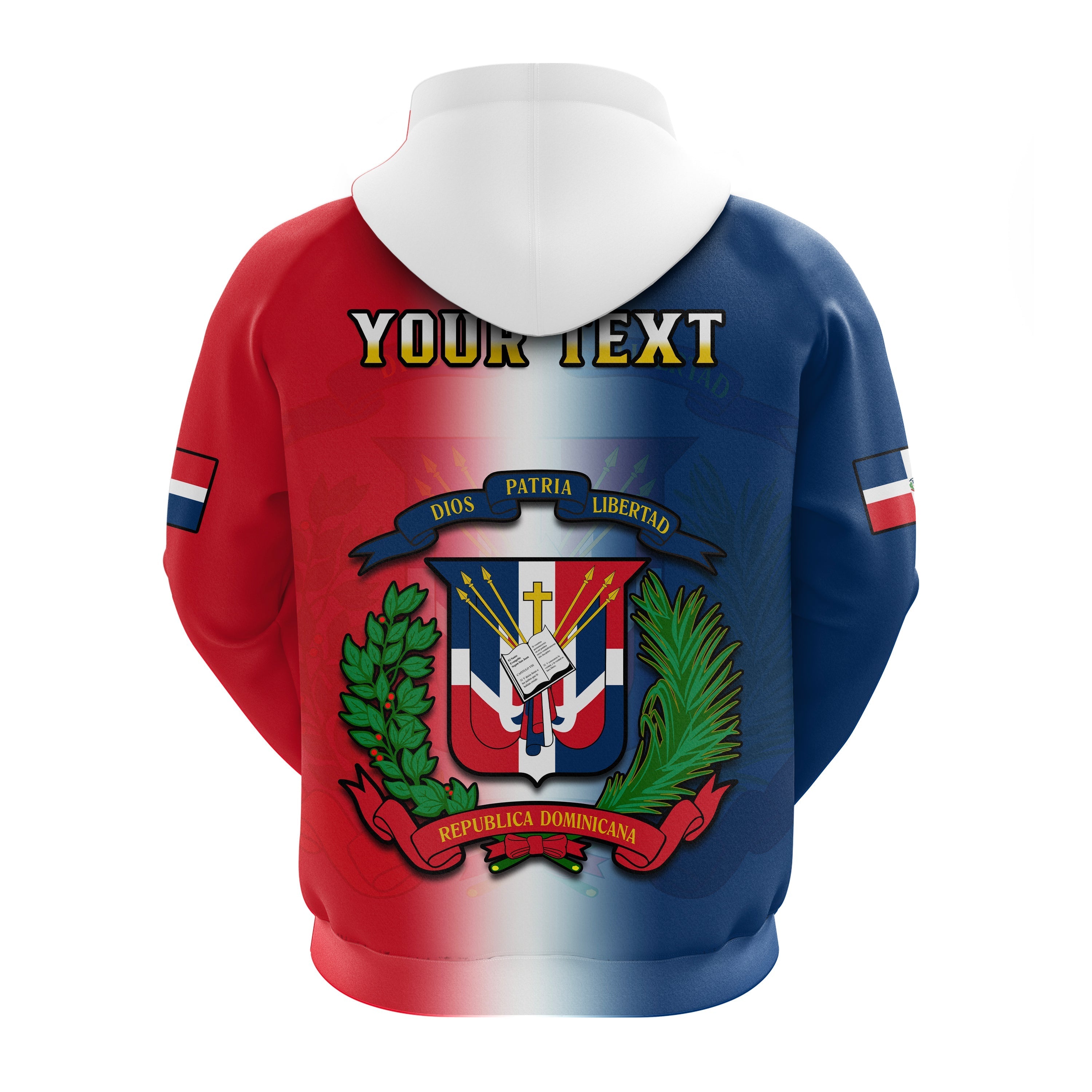 Custom Dominican Republic Hoodie Dominicana Coat Of Arms Gradient Style LT14