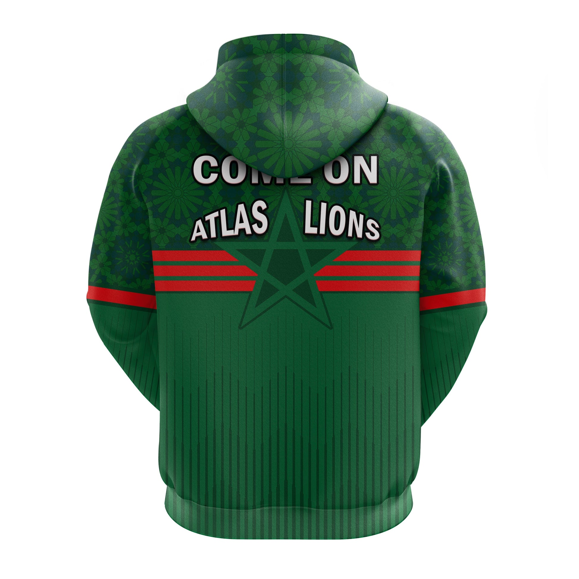 Morocco Football Hoodie World Cup 2022 Green Moroccan Pattern LT14