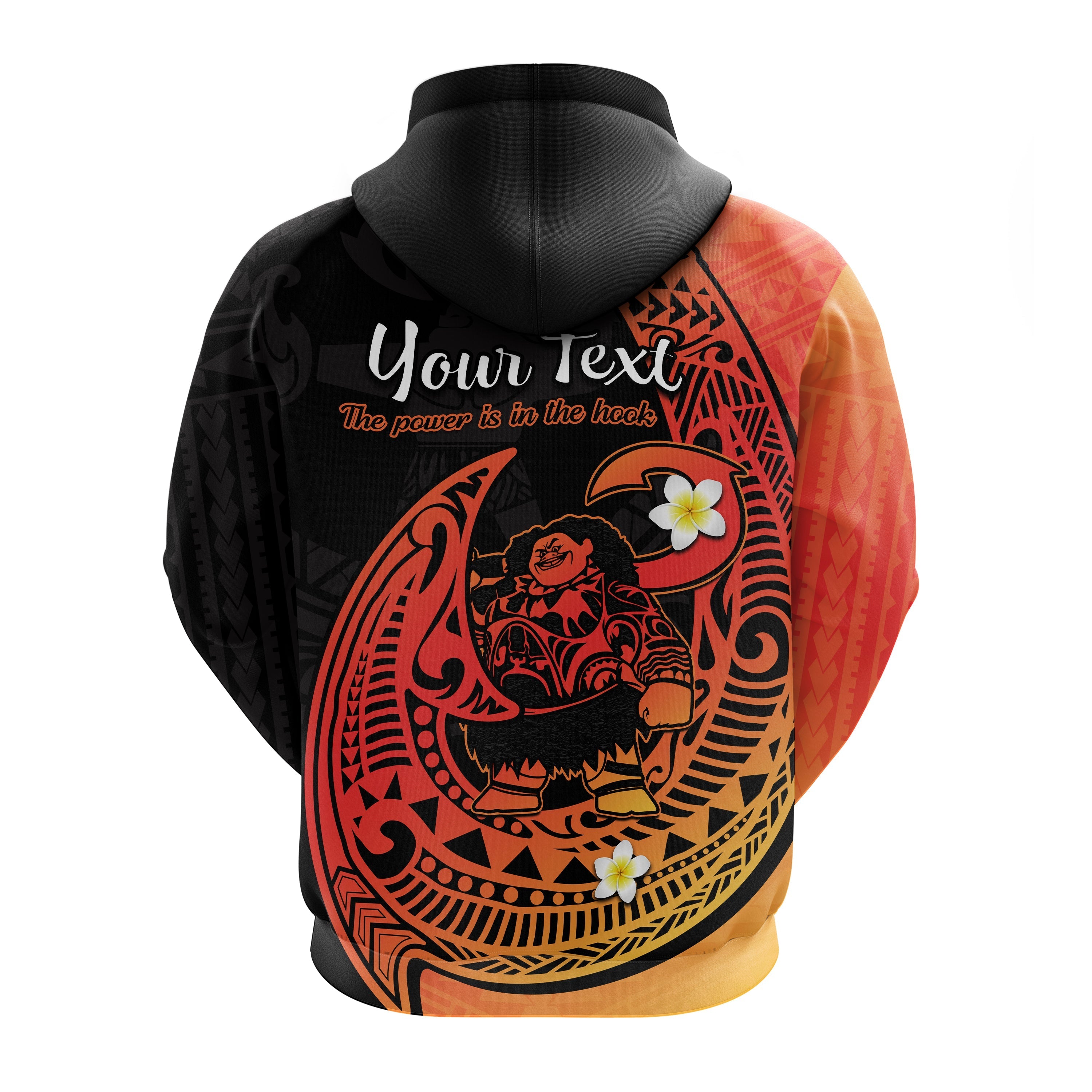 Custom Mauis Fish Hook Hoodie Polynesian Orange Gradient Version LT14