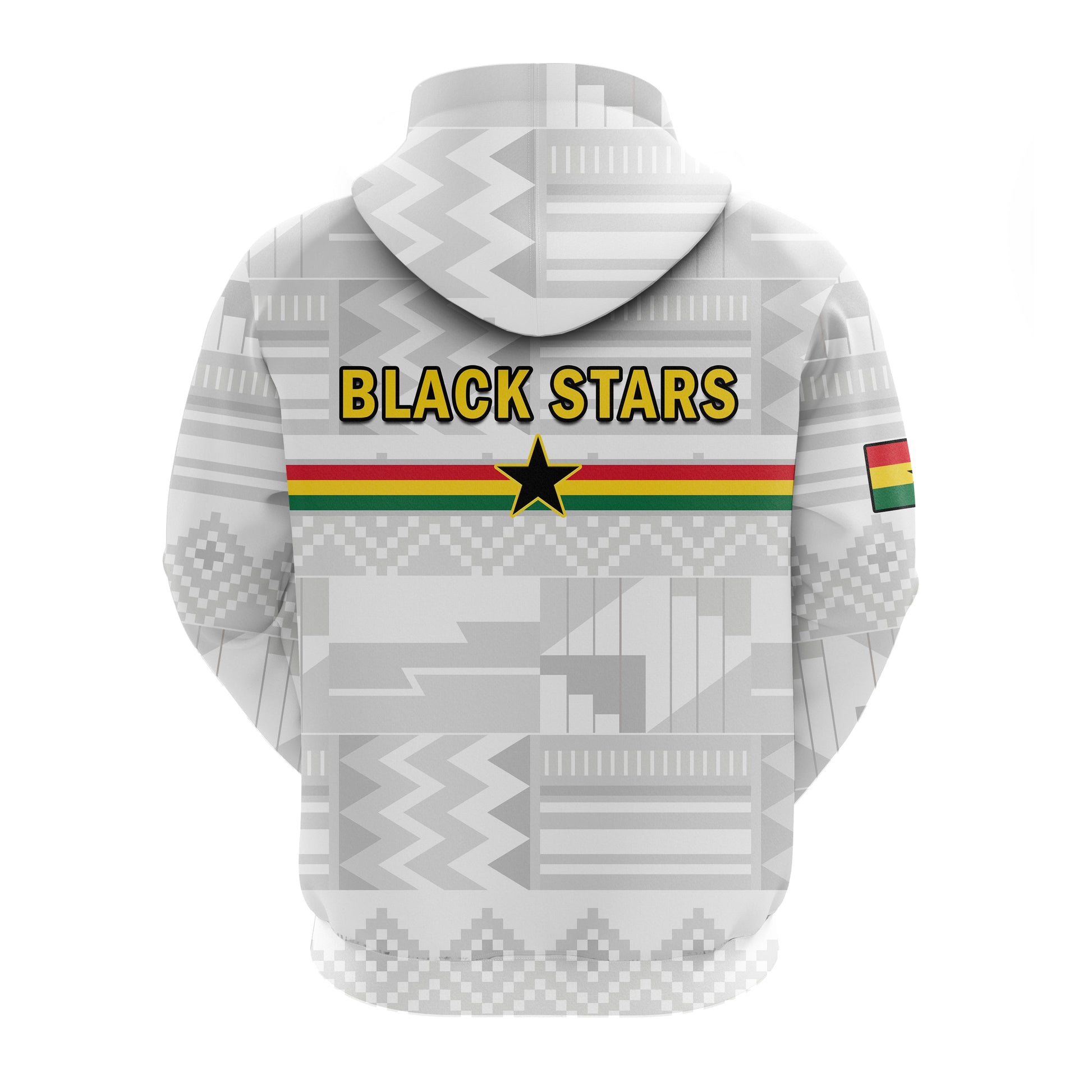 Ghana Football Hoodie Black Stars Kente Football 2022 White LT14