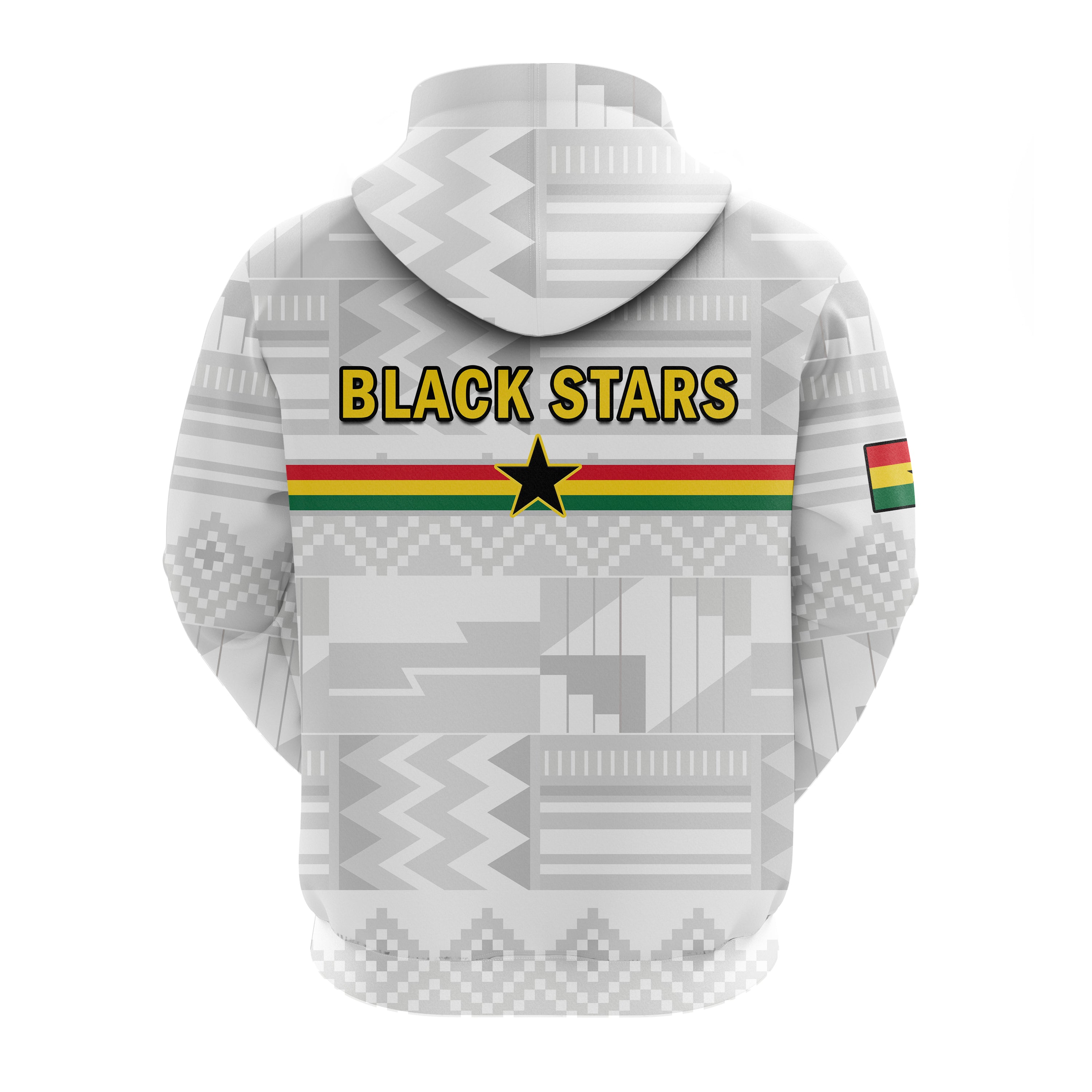 Ghana Football Hoodie Black Stars Kente Football 2022 White LT14