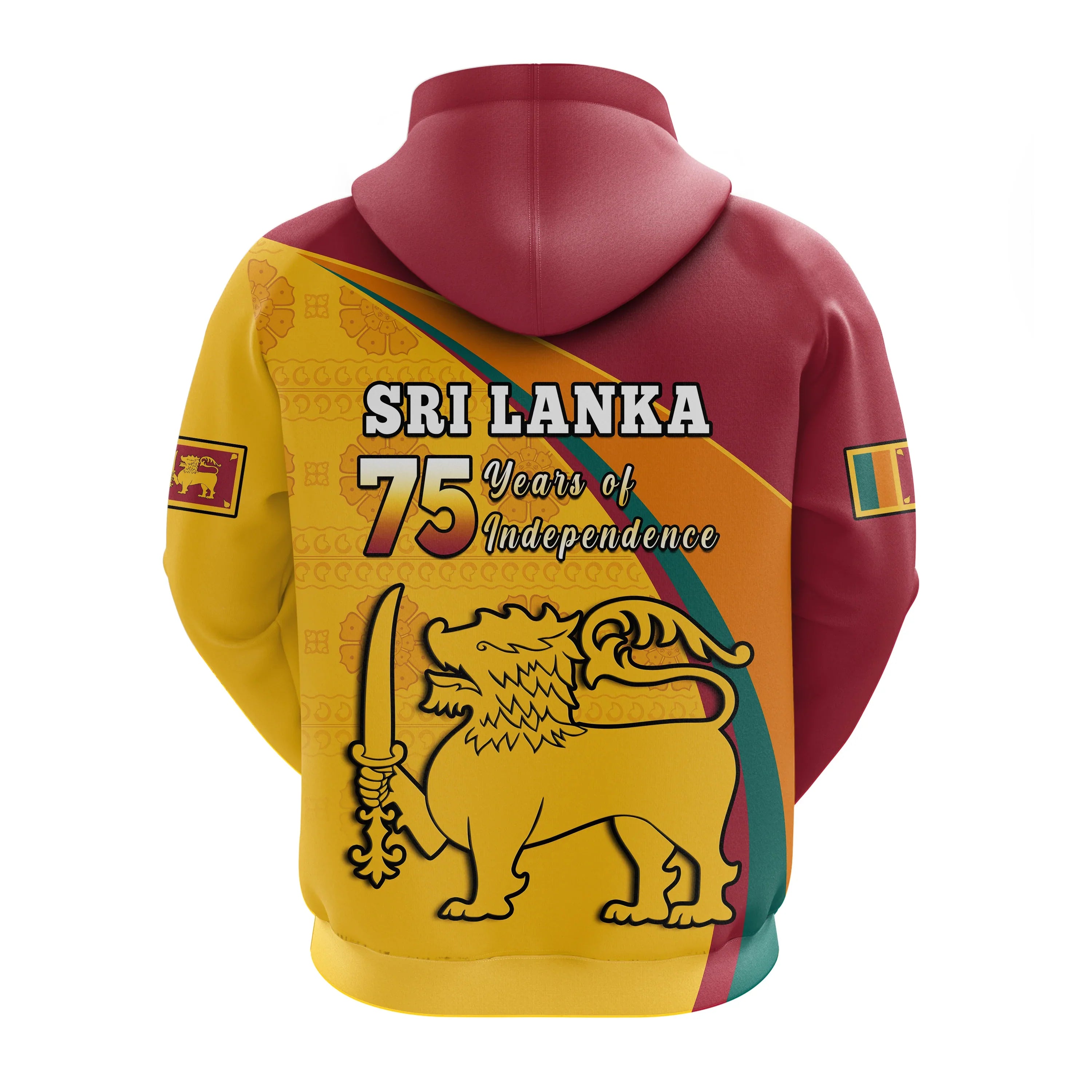 Sri Lanka Hoodie Sri Lankan Pattern Happy 75 Years Of Independence LT14
