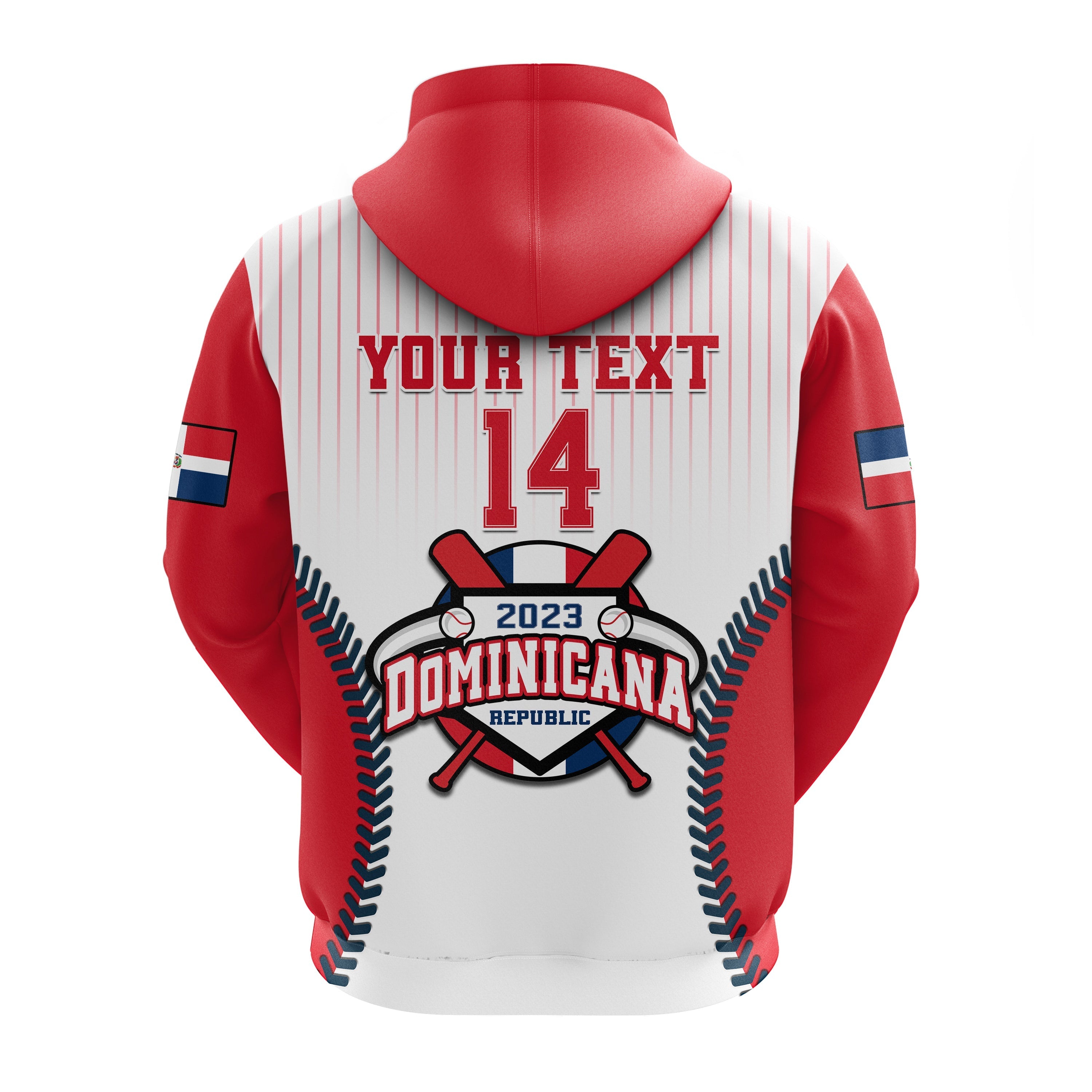 Custom Dominican Republic Baseball 2023 Hoodie Version White LT14