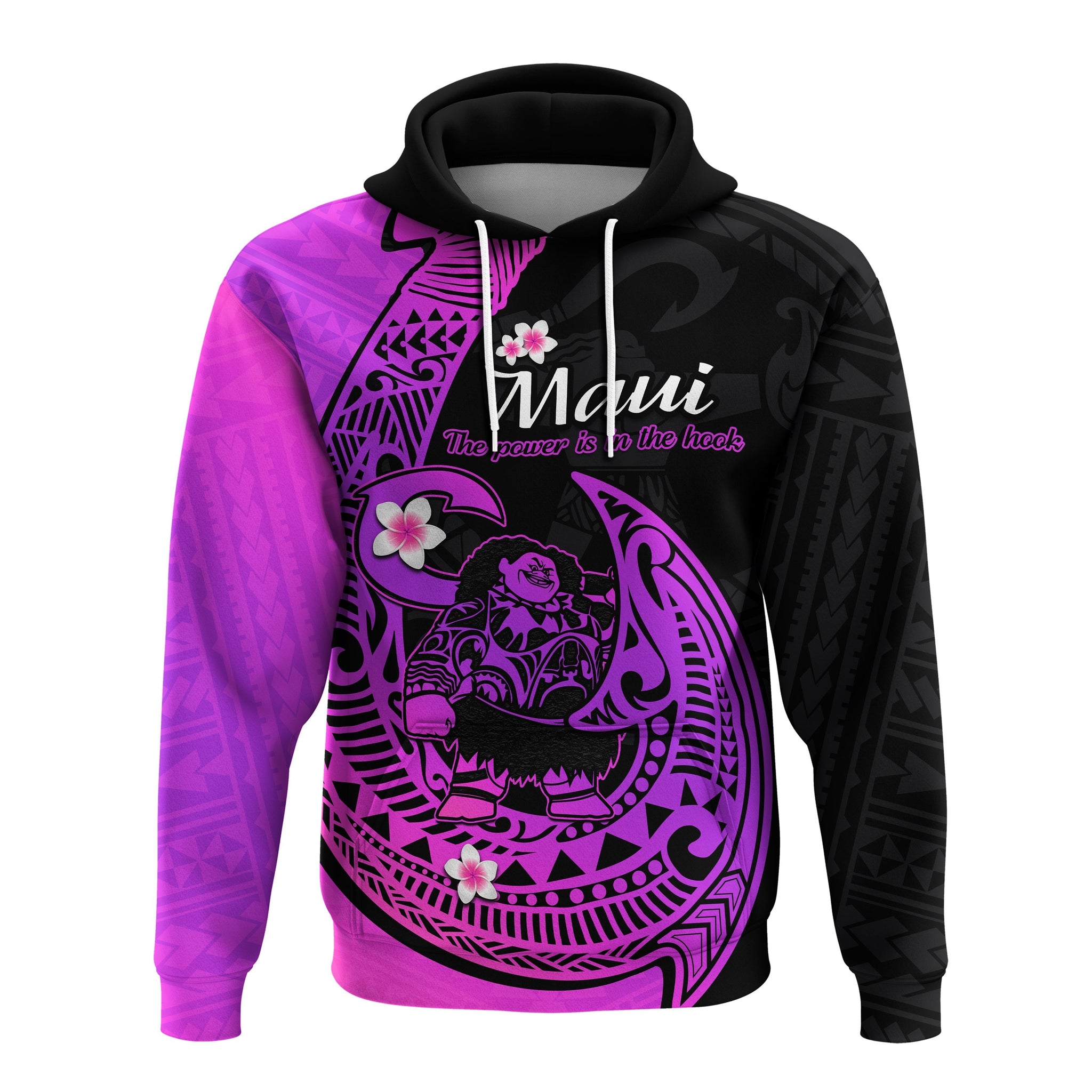 Custom Mauis Fish Hook Hoodie Polynesian Magenta Gradient Version LT14