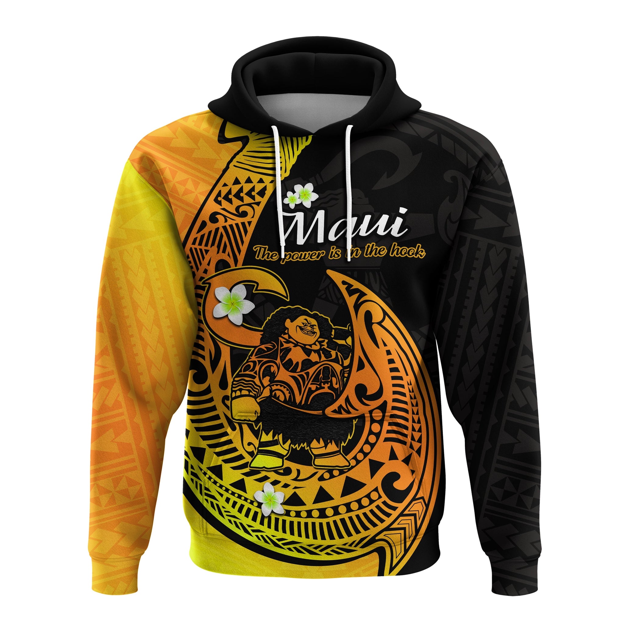 Custom Mauis Fish Hook Hoodie Polynesian Gold Gradient Version LT14