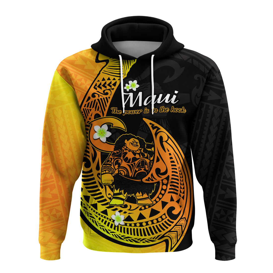 Custom Mauis Fish Hook Hoodie Polynesian Gold Gradient Version LT14