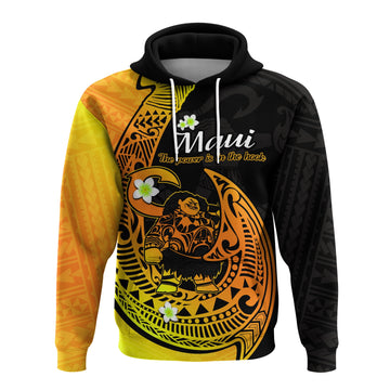Custom Mauis Fish Hook Hoodie Polynesian Gold Gradient Version LT14