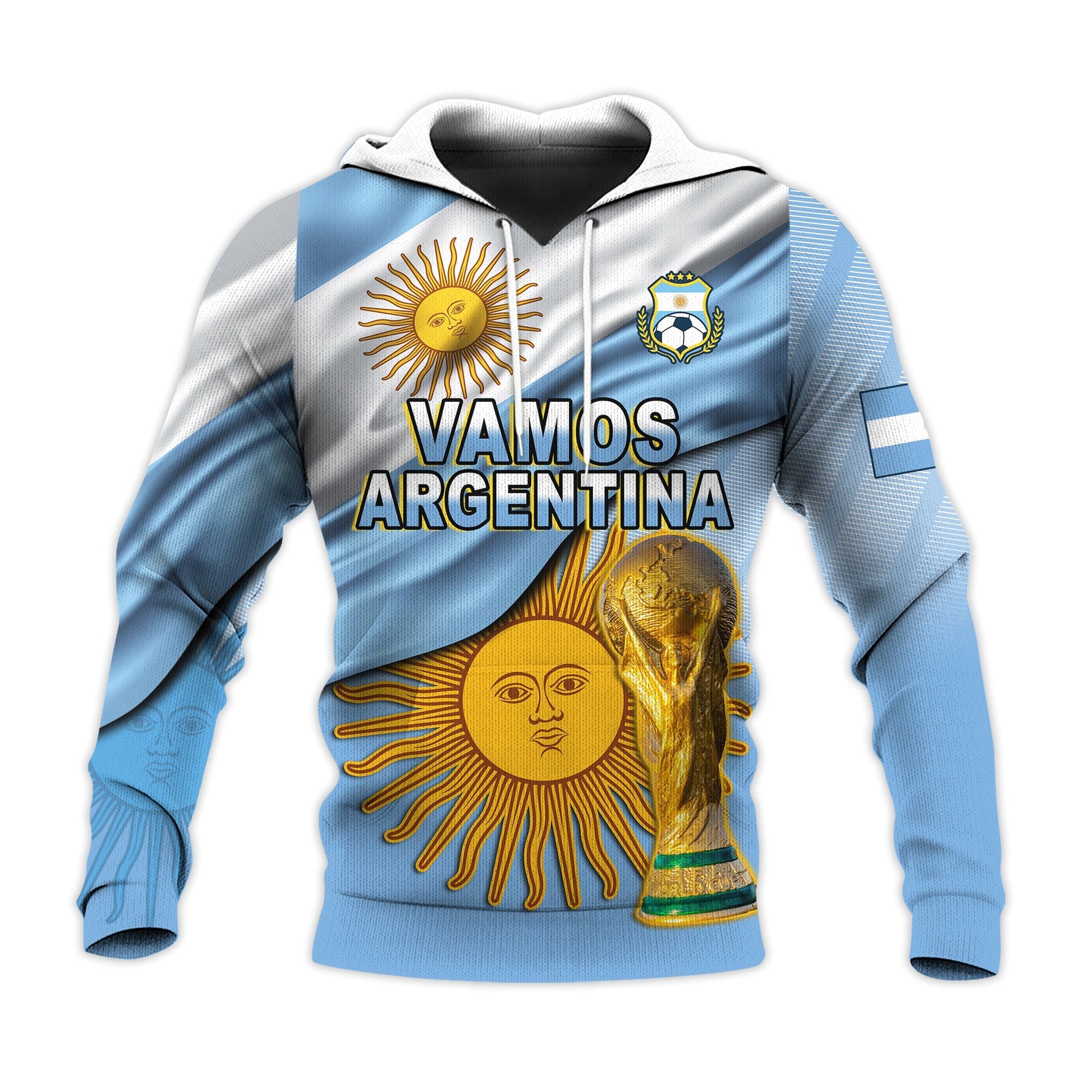 Custom Football Hoodie Vamos La Albiceleste Champions World Cup Vibe Flag LT13