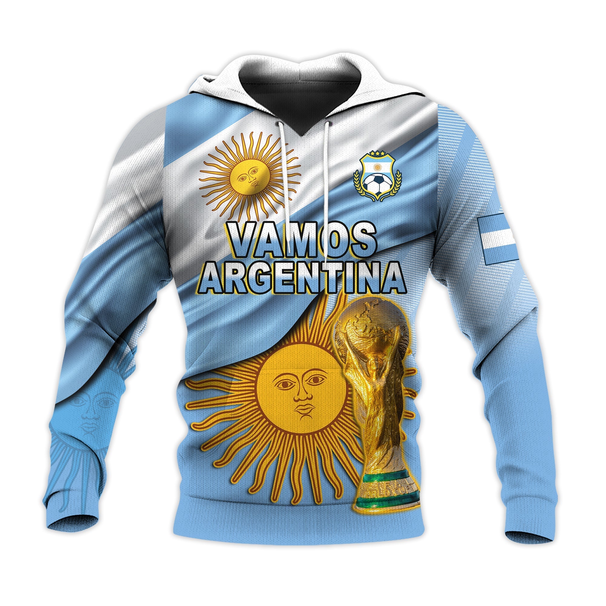 Custom Football Hoodie Vamos La Albiceleste Champions World Cup Vibe Flag LT13