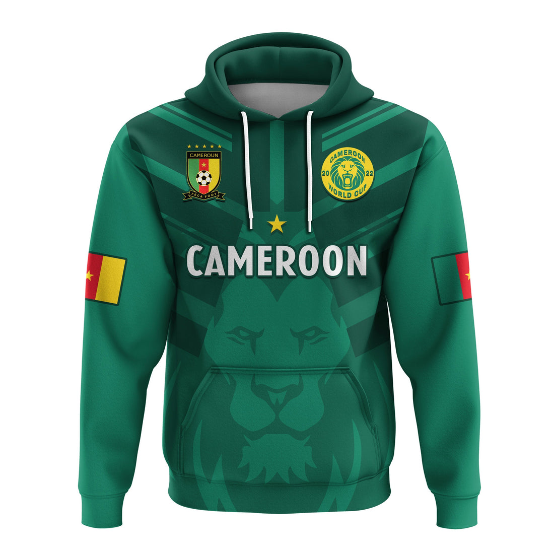 Cameroon Football Hoodie Les Lions Indomptables Green Football 2022 LT14