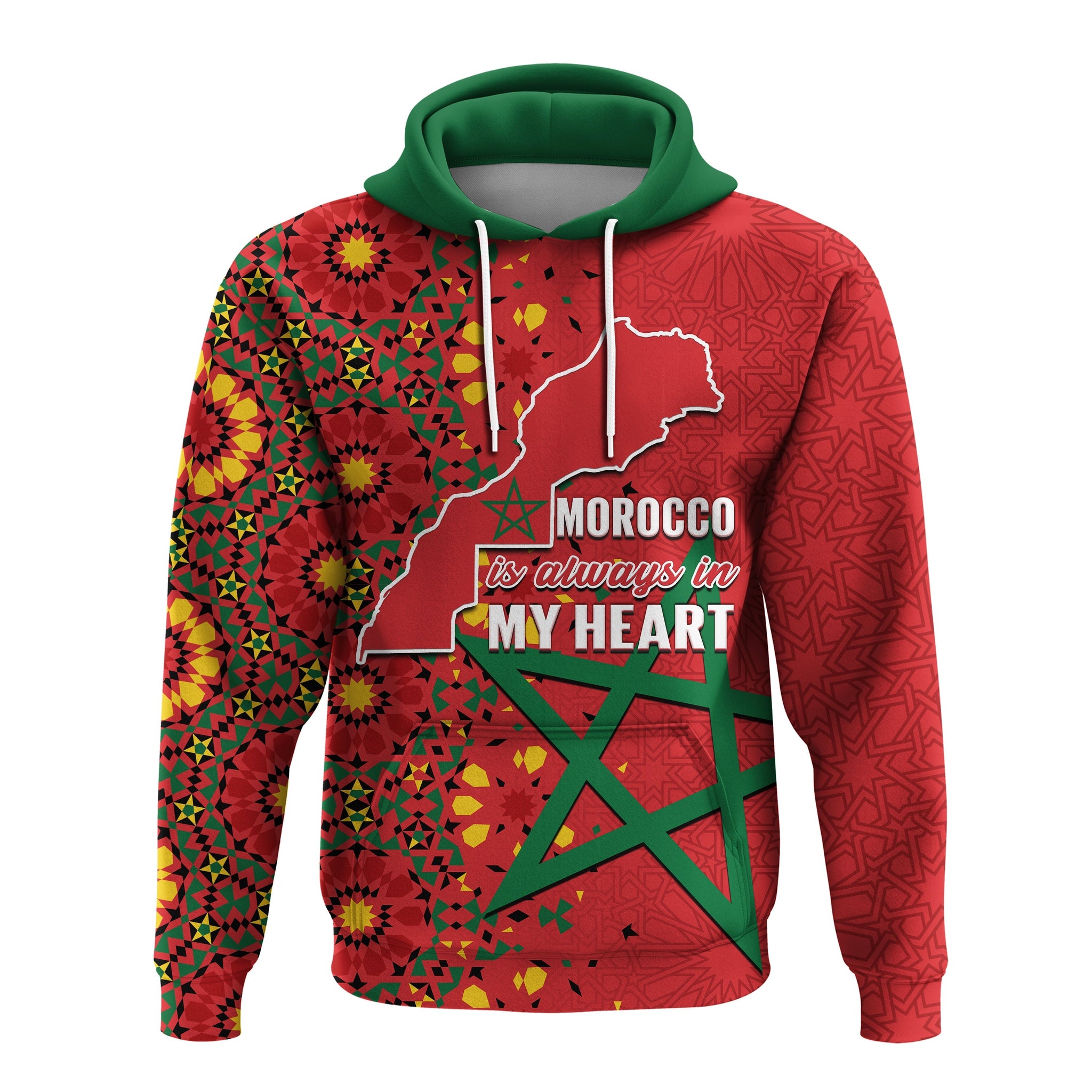Custom Morocco Western Sahara Hoodie Map Red Moroccan Is Always In My Heart LT14