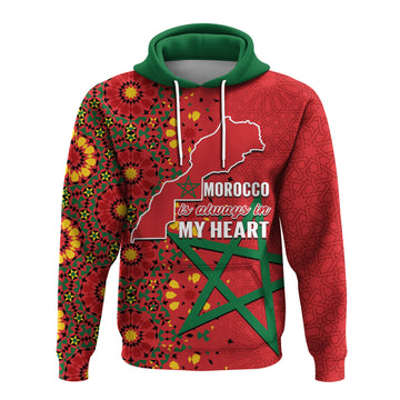 Custom Morocco Western Sahara Hoodie Map Red Moroccan Is Always In My Heart LT14
