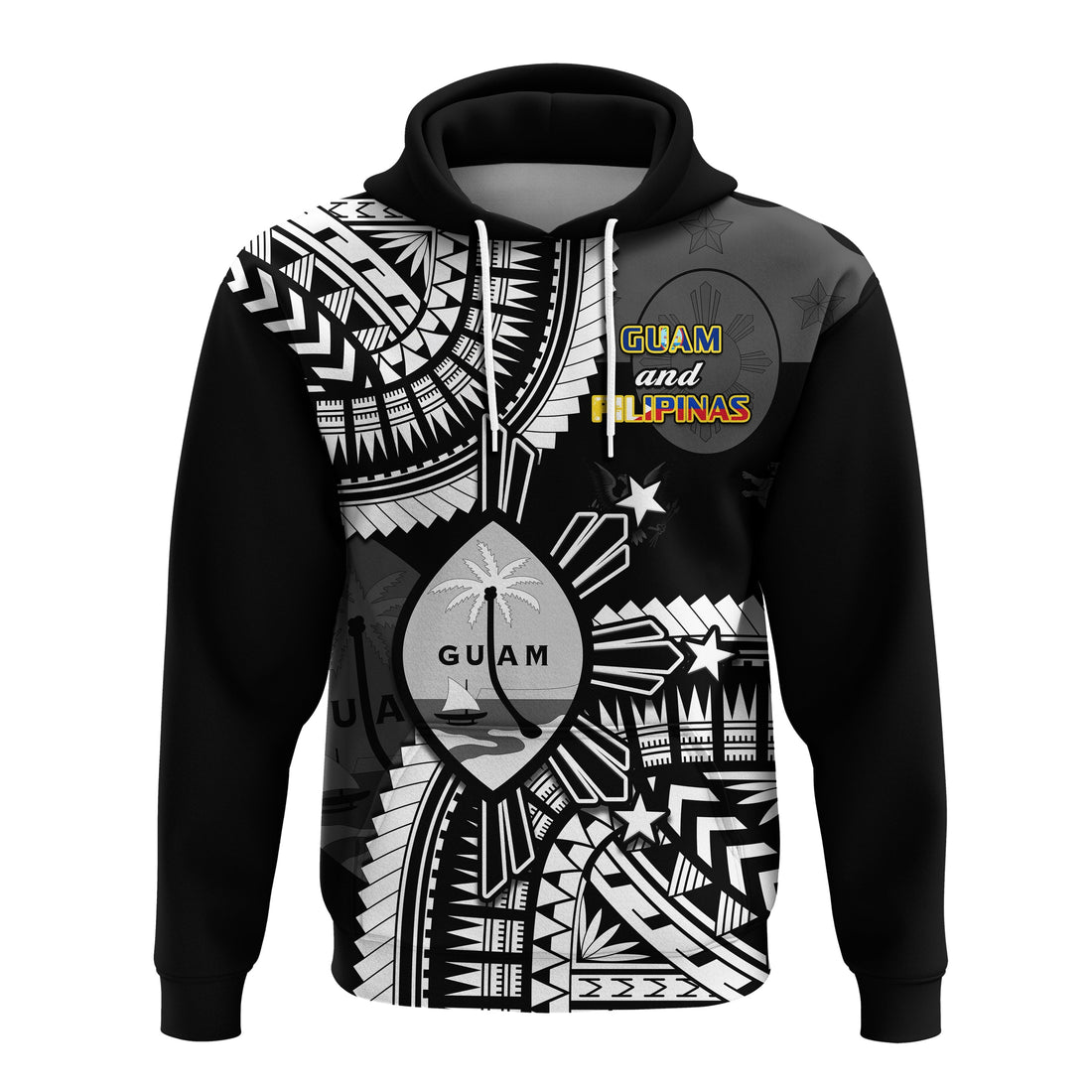 Custom Guam and Philippines Hoodie Guaman Filipinas Together Black LT14
