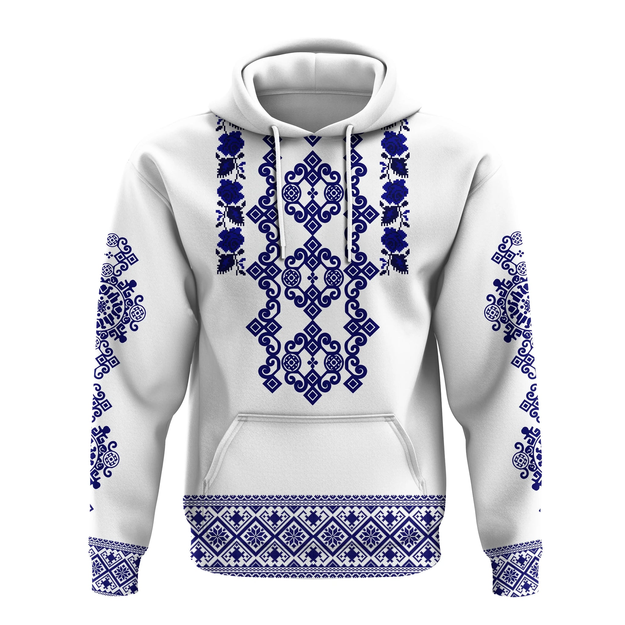 Custom Ukraine Hoodie Navy Ukrainian Folk LT14
