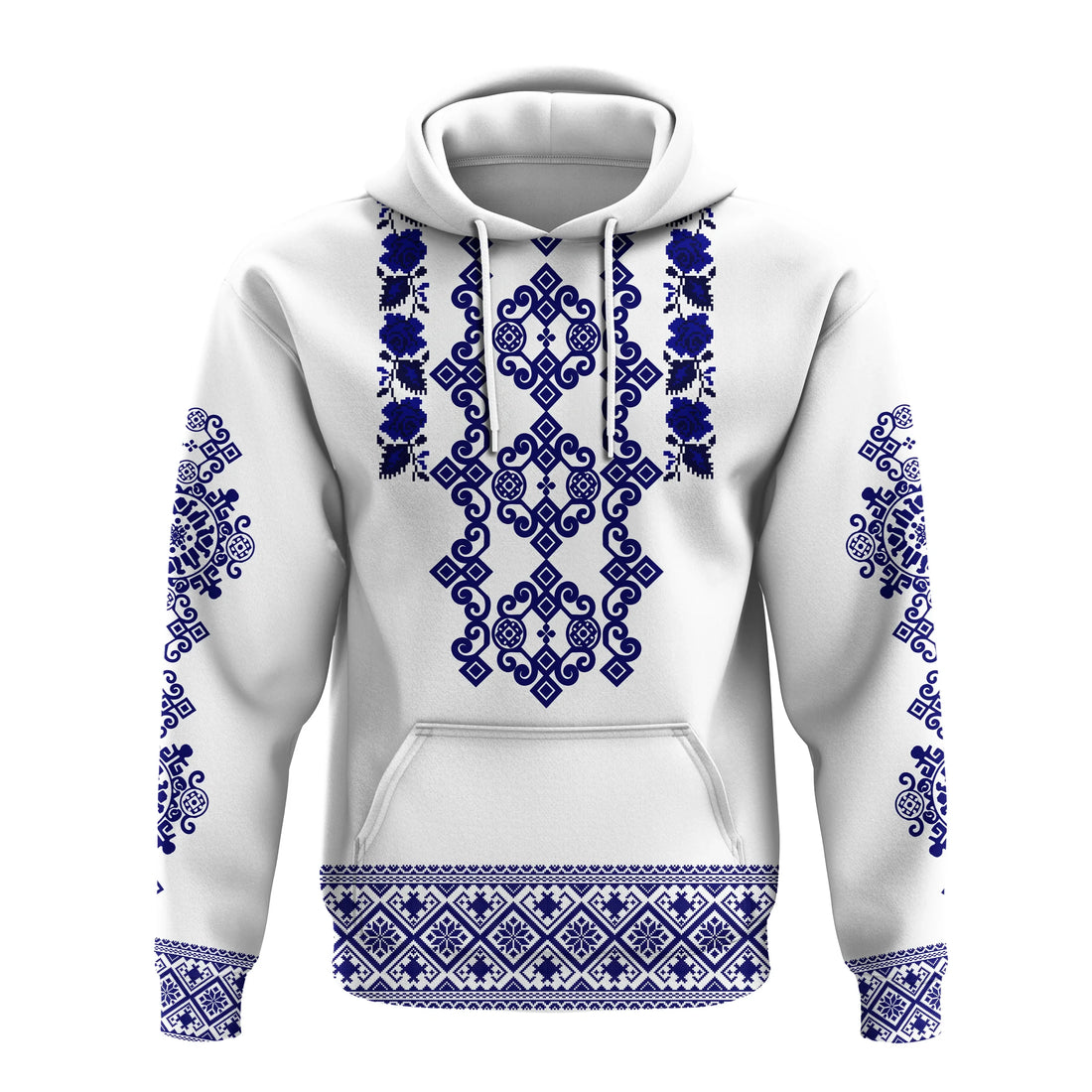 Custom Ukraine Hoodie Navy Ukrainian Folk LT14
