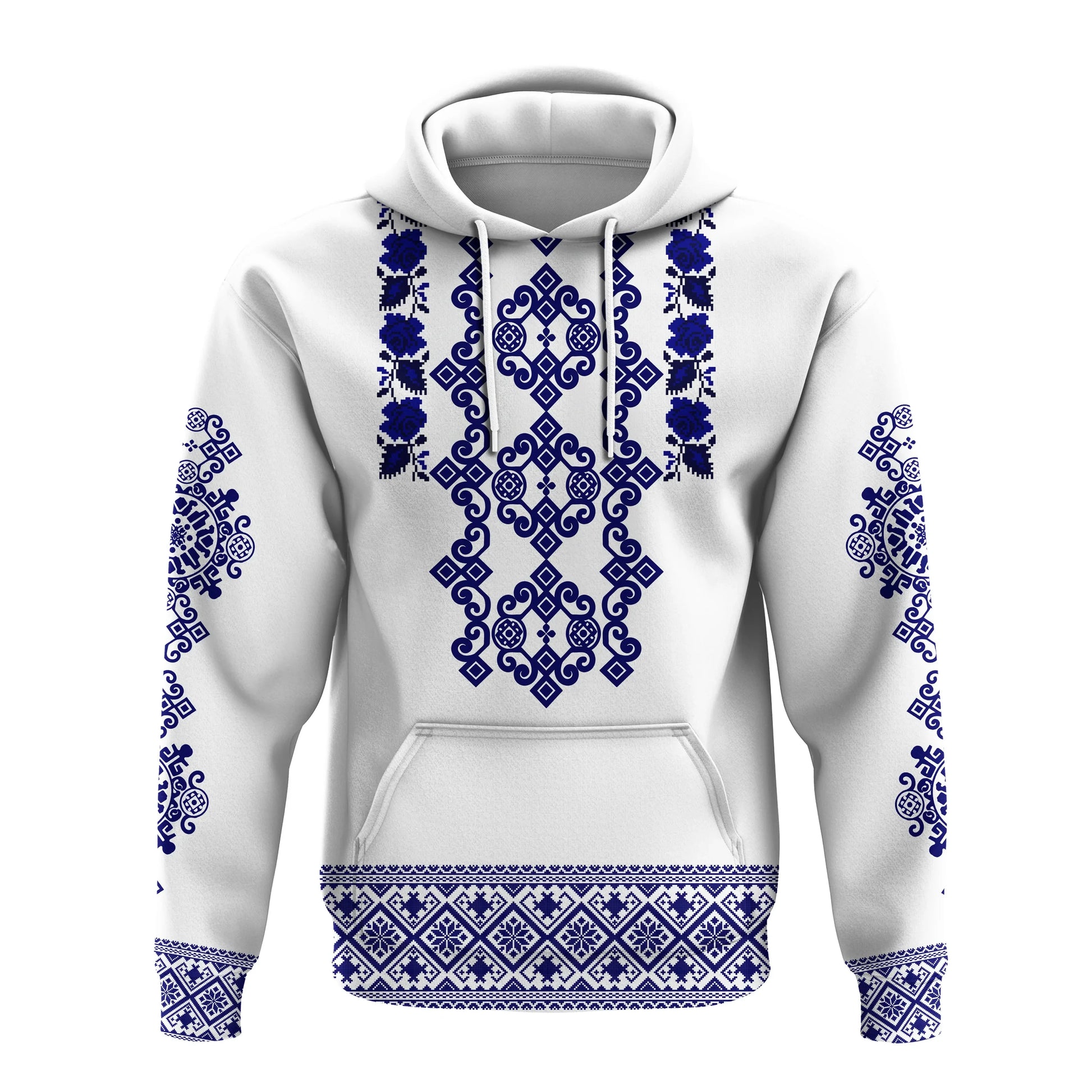 Custom Ukraine Hoodie Navy Ukrainian Folk LT14