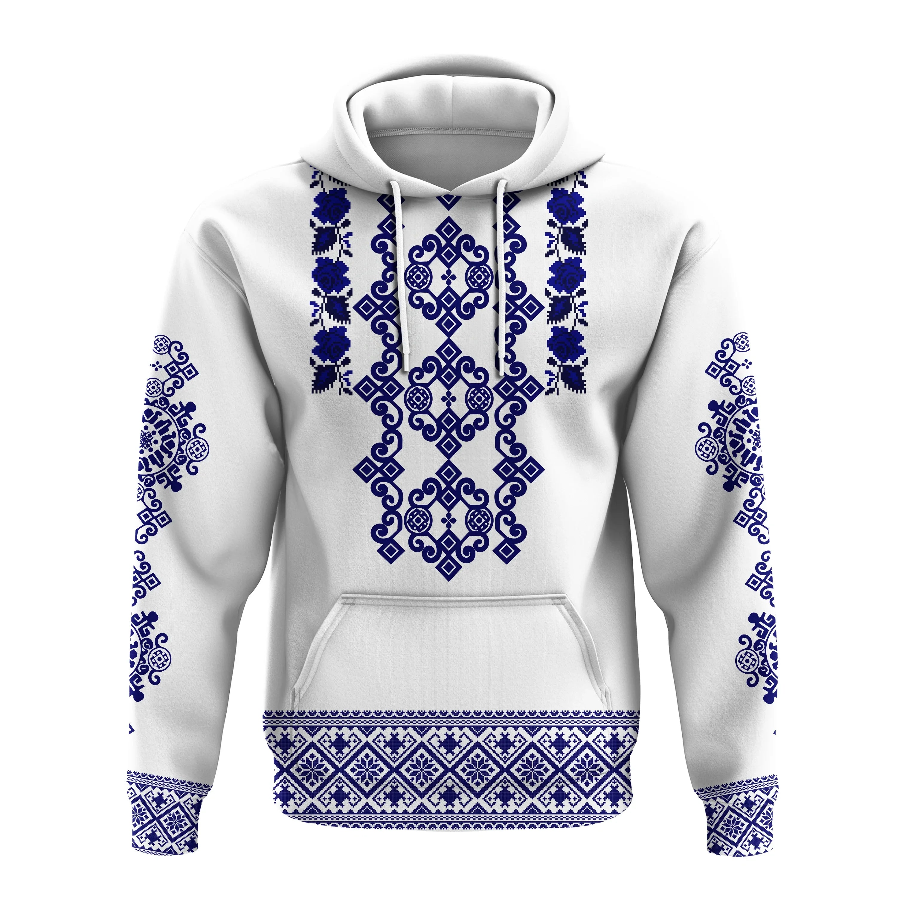 Custom Ukraine Hoodie Navy Ukrainian Folk LT14