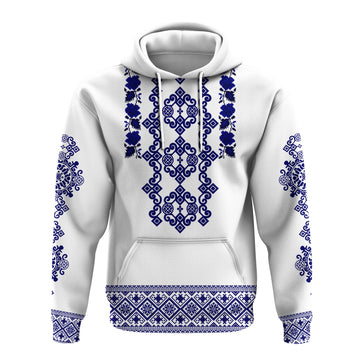 Custom Ukraine Hoodie Navy Ukrainian Folk LT14
