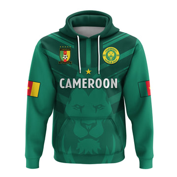 Custom Cameroon Football Hoodie Les Lions Indomptables Green Football 2022 LT14