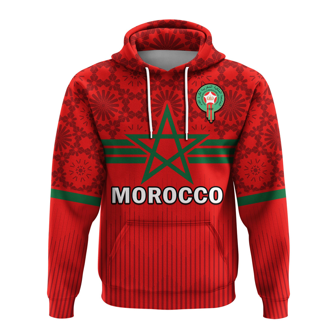 Morocco Football Hoodie World Cup 2022 Red Moroccan Pattern LT14