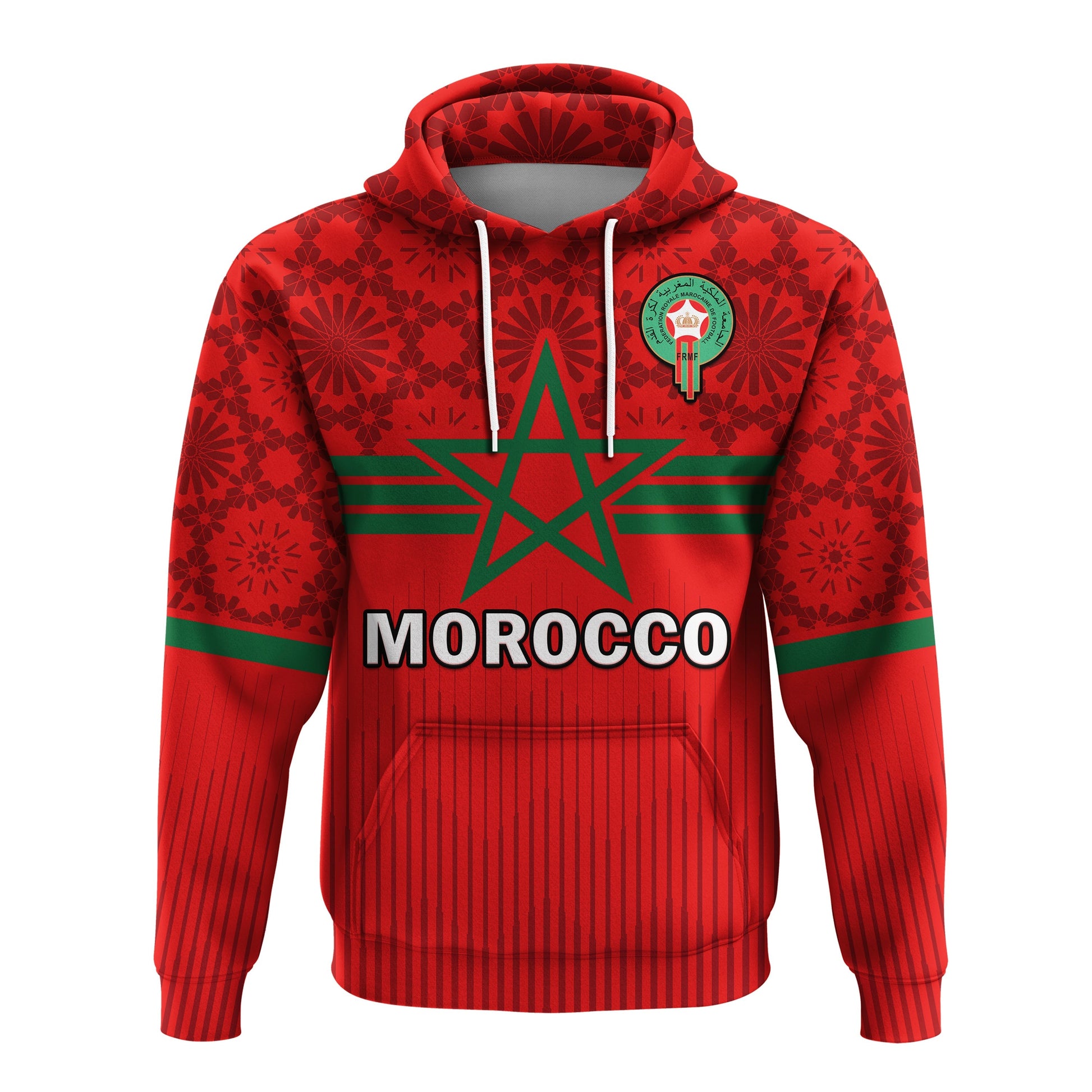 Morocco Football Hoodie World Cup 2022 Red Moroccan Pattern LT14