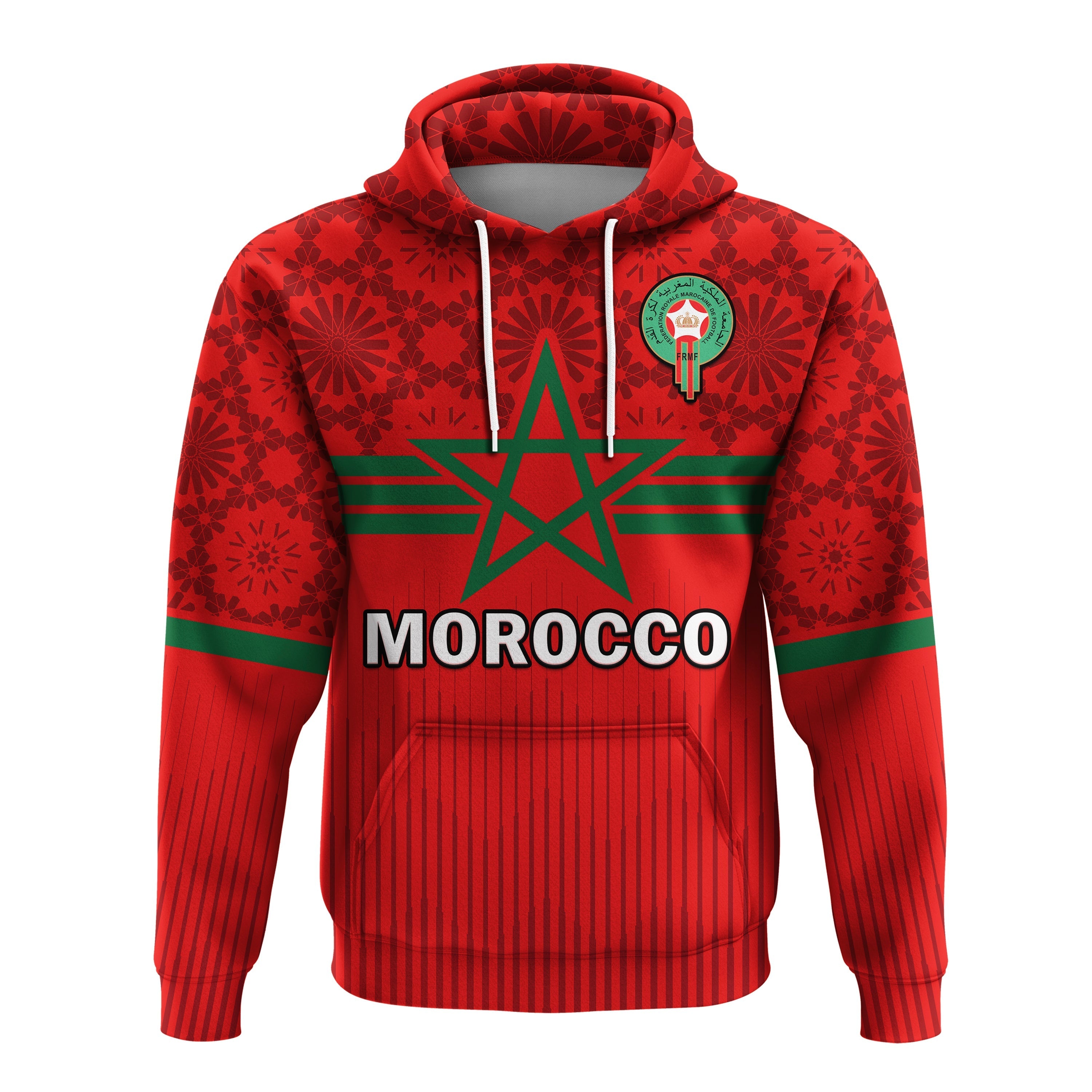 Morocco Football Hoodie World Cup 2022 Red Moroccan Pattern LT14