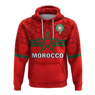 Morocco Football Hoodie World Cup 2022 Red Moroccan Pattern LT14