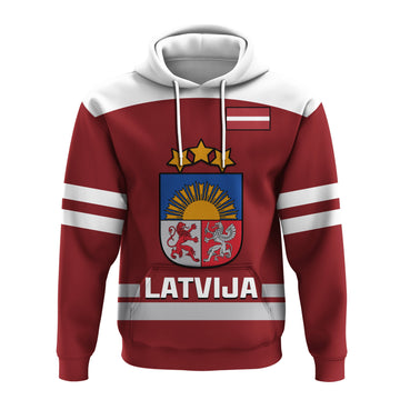Custom Latvia Hockey 2023 Hoodie Red Sporty Style LT14