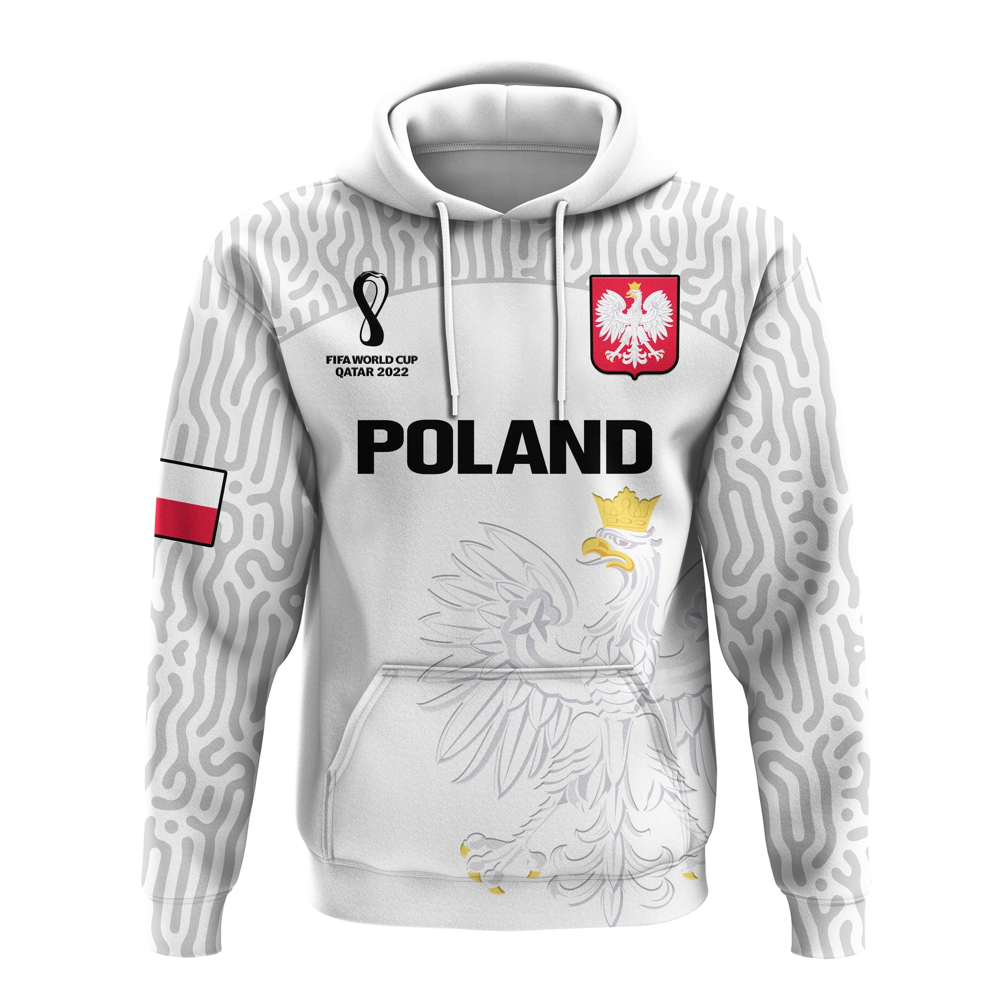 Custom Poland Football Hoodie Polska Football 2022 White LT14