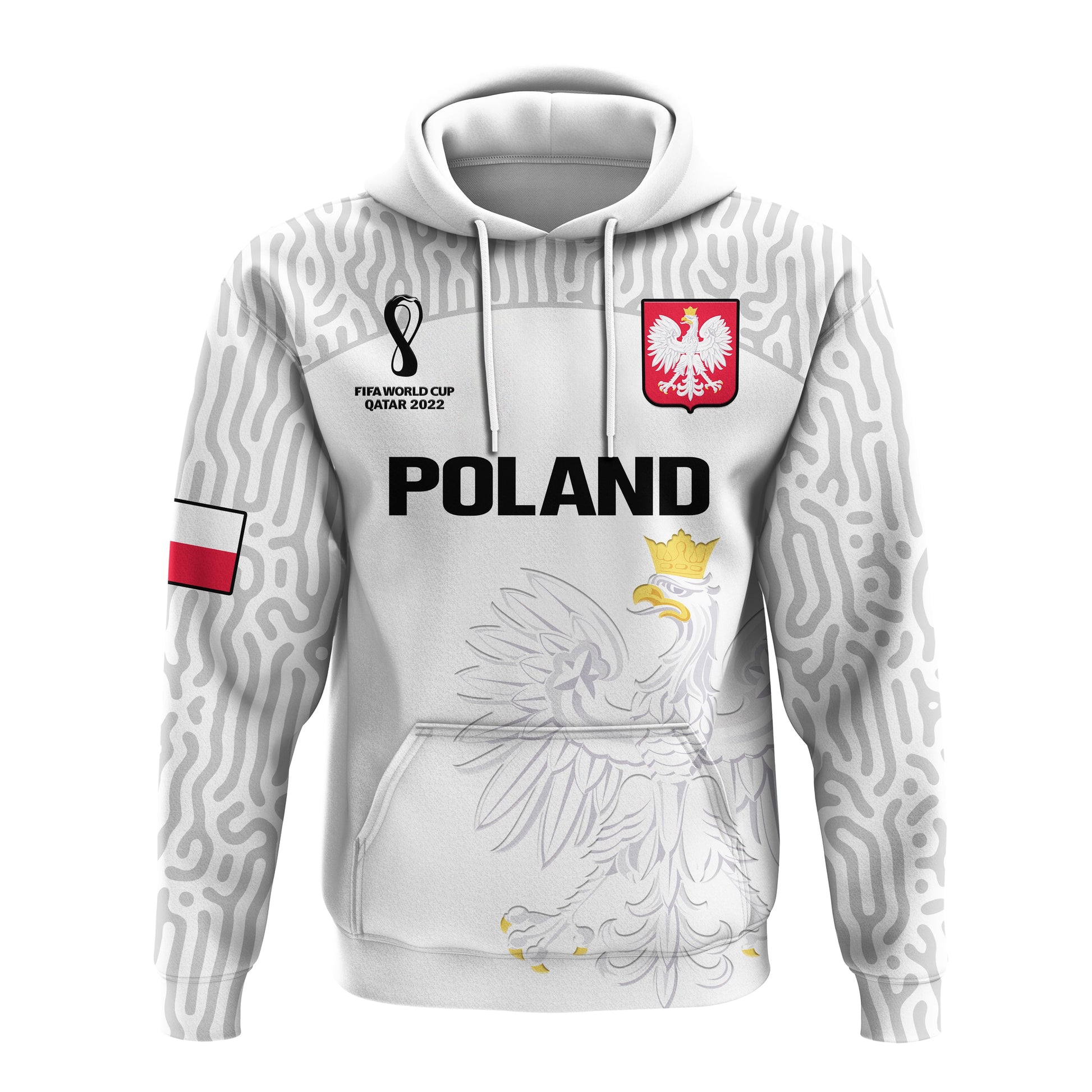 Custom Poland Football Hoodie Polska Football 2022 White LT14