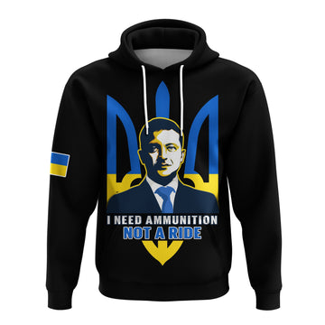 Custom Personalised Ukraine Hoodie Ukraine Gold Trident Slava Ukraini Black LT14