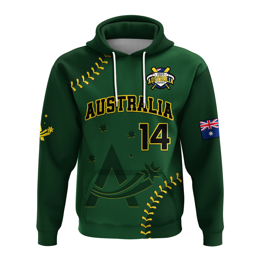 Custom Australia Baseball 2023 Hoodie Go Aussie LT14