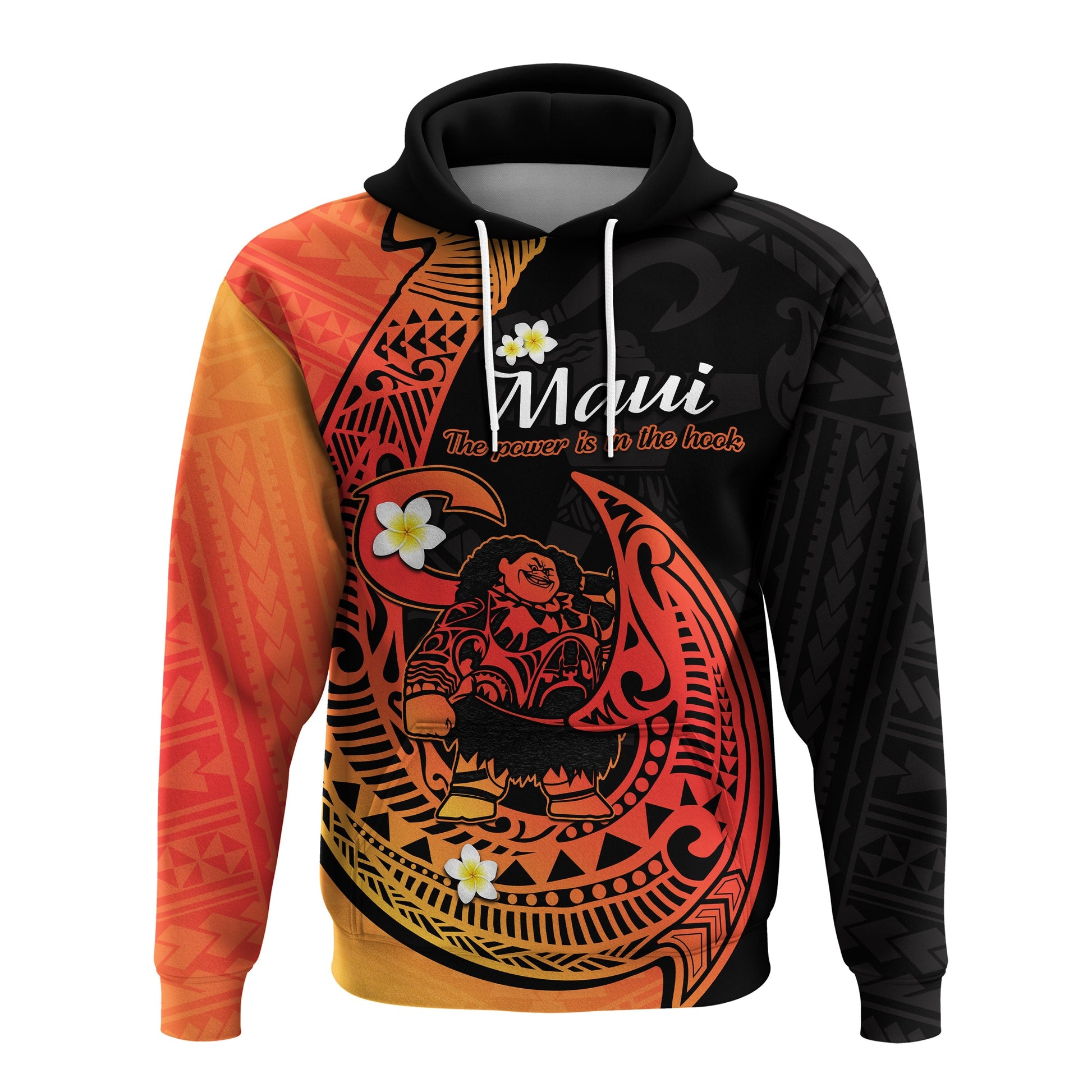 Custom Mauis Fish Hook Hoodie Polynesian Orange Gradient Version LT14