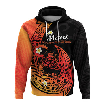 Custom Mauis Fish Hook Hoodie Polynesian Orange Gradient Version LT14