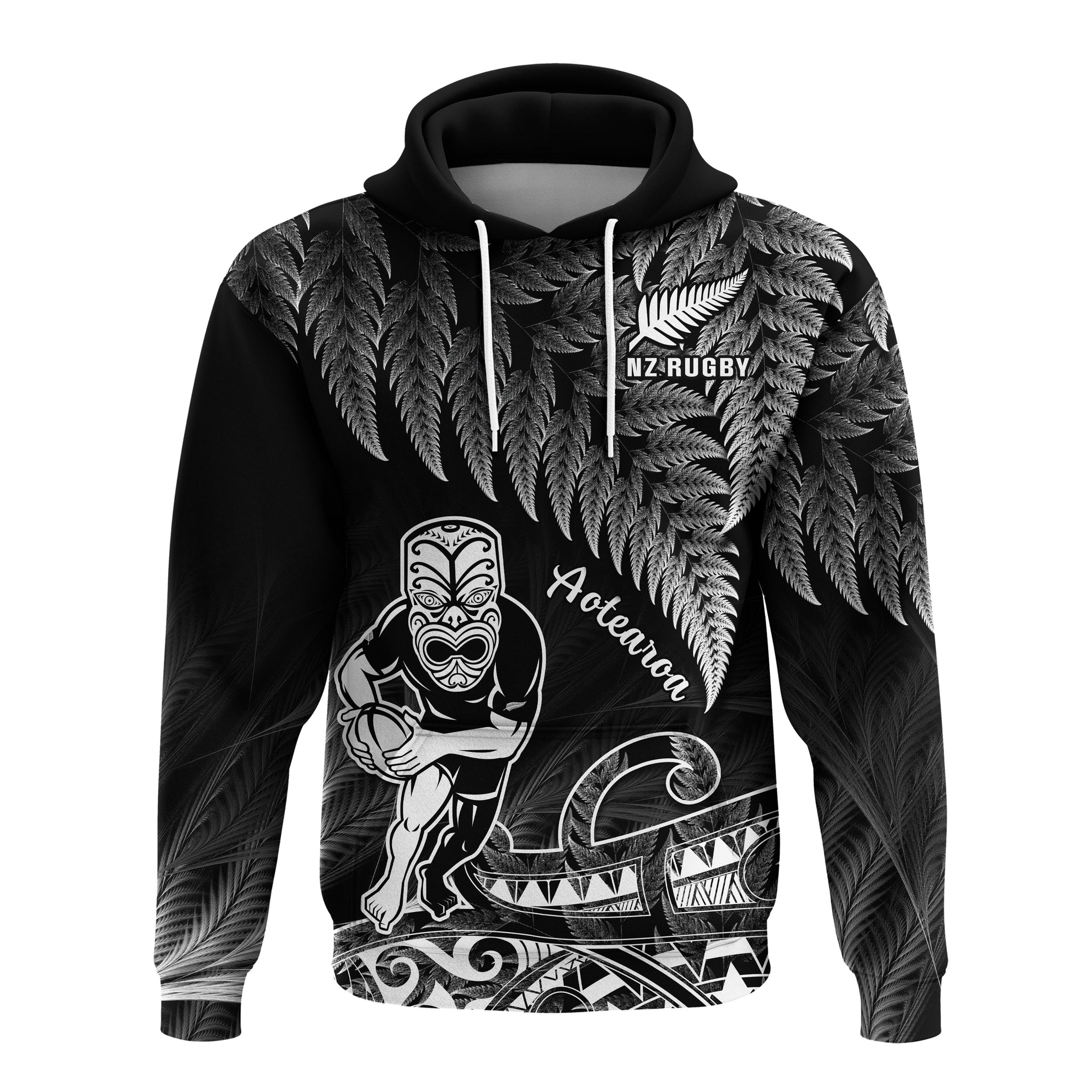 Custom New Zealand Silver Fern Rugby Hoodie All Black Koru Maori LT14