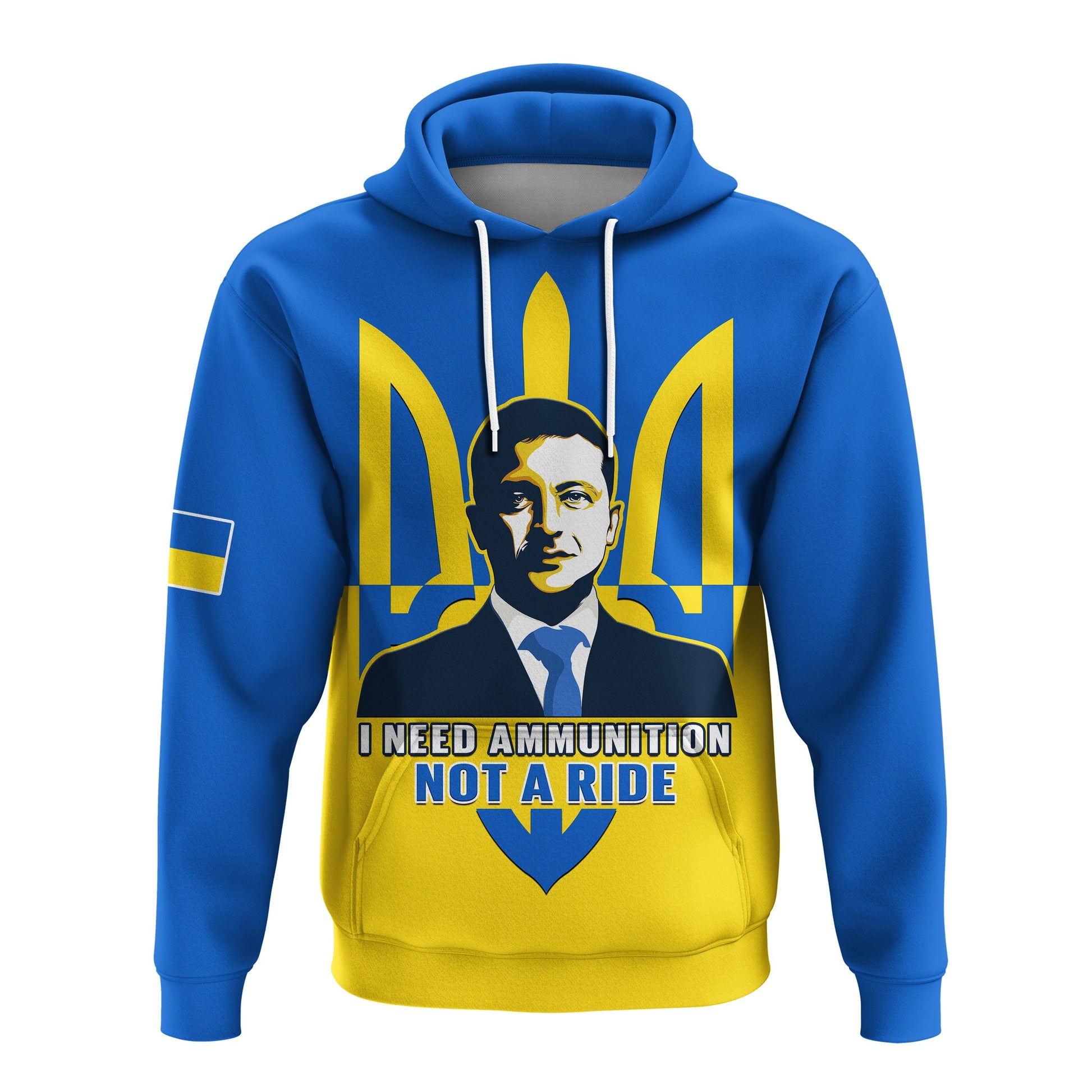 Custom Personalised Ukraine Hoodie Ukraine Gold Trident Slava Ukraini Blue LT14