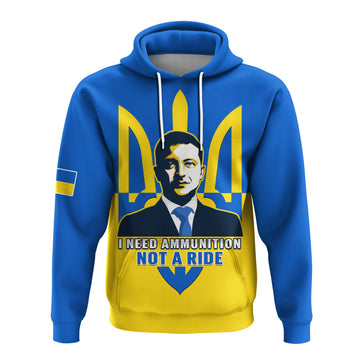 Custom Personalised Ukraine Hoodie Ukraine Gold Trident Slava Ukraini Blue LT14