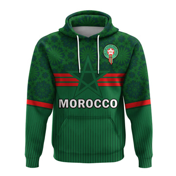 Morocco Football Hoodie World Cup 2022 Green Moroccan Pattern LT14
