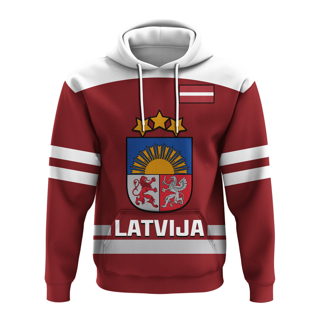 Latvia Hockey 2023 Hoodie Red Sporty Style LT14