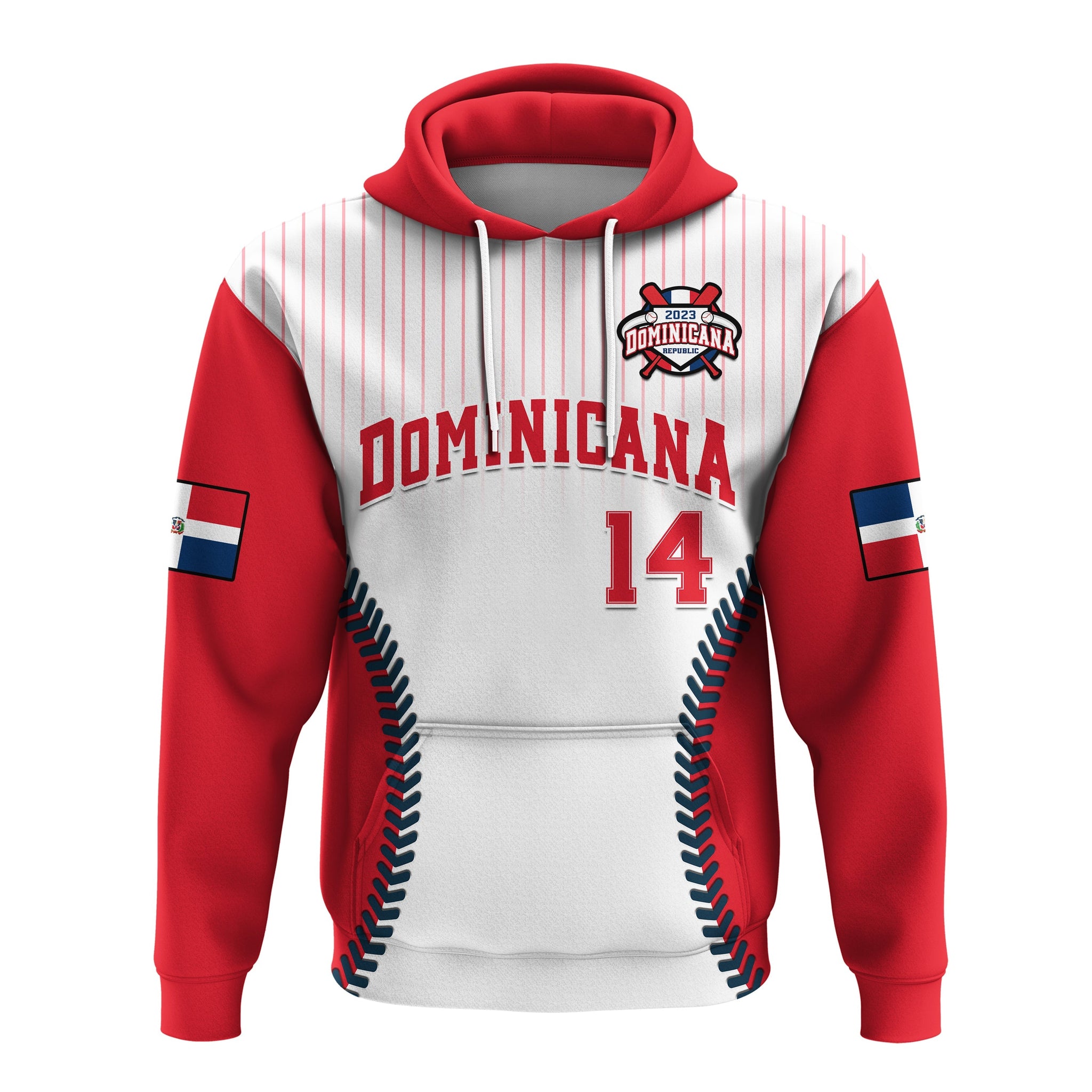 Custom Dominican Republic Baseball 2023 Hoodie Version White LT14