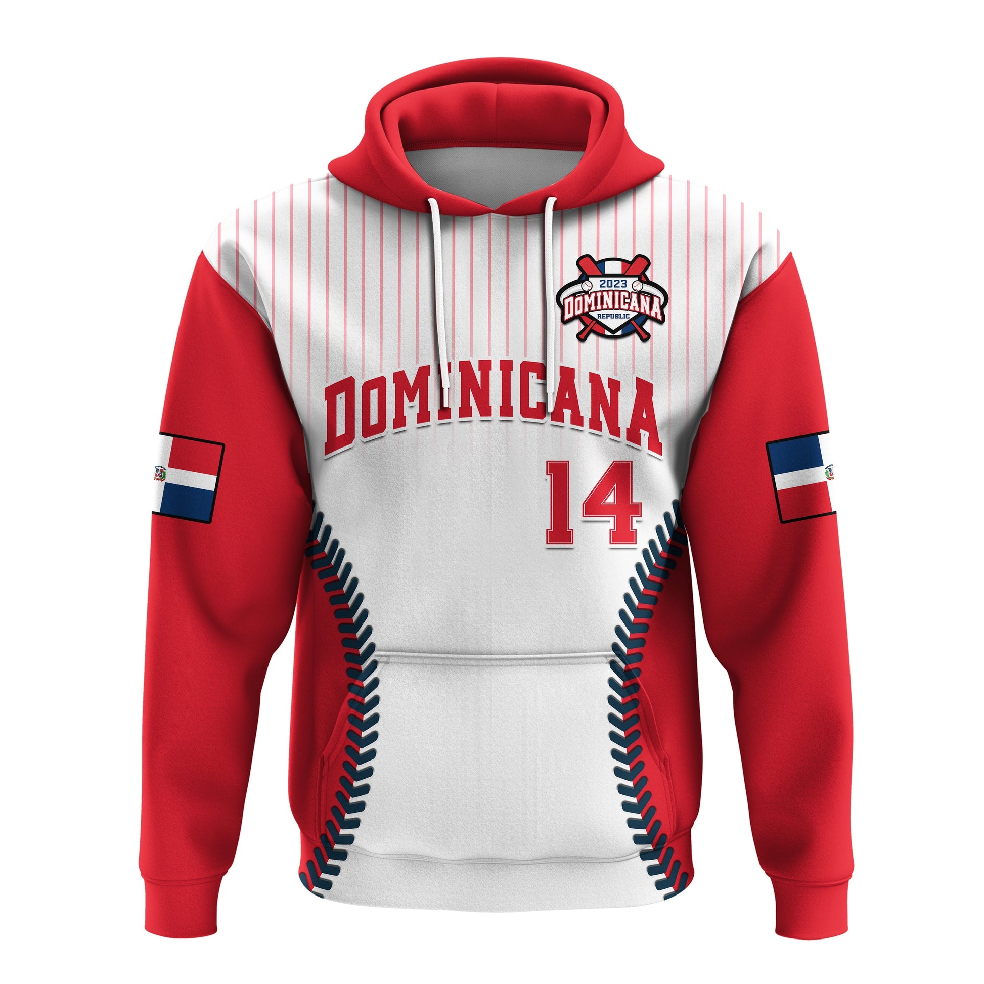 Custom Dominican Republic Baseball 2023 Hoodie Version White LT14