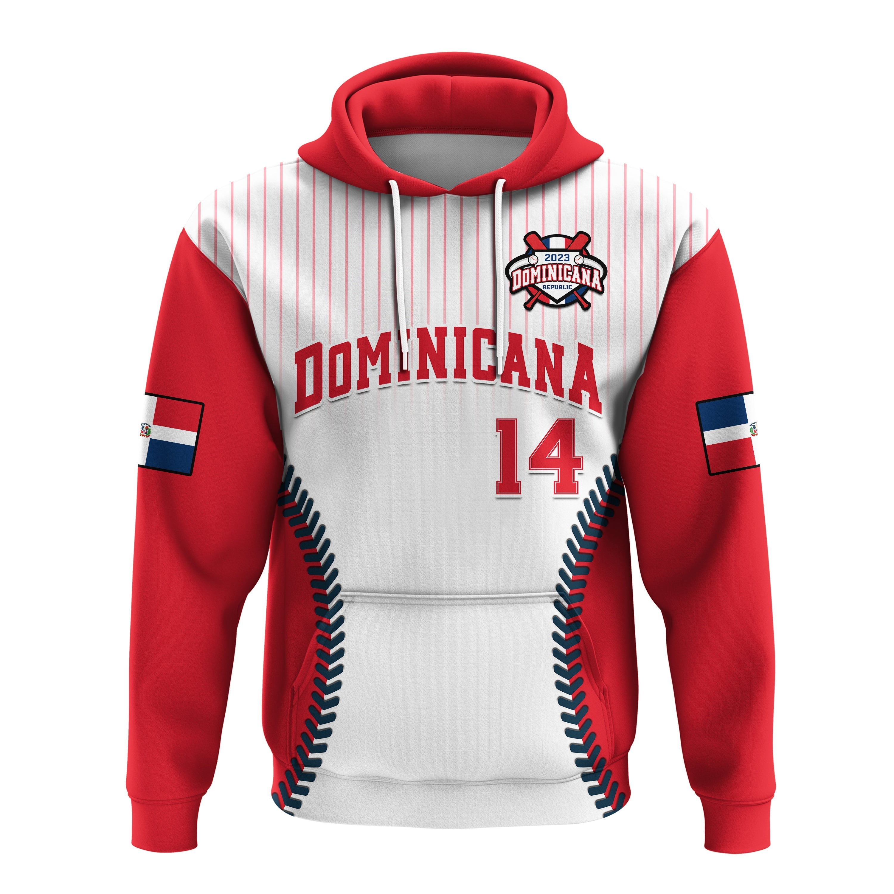 Custom Dominican Republic Baseball 2023 Hoodie Version White LT14