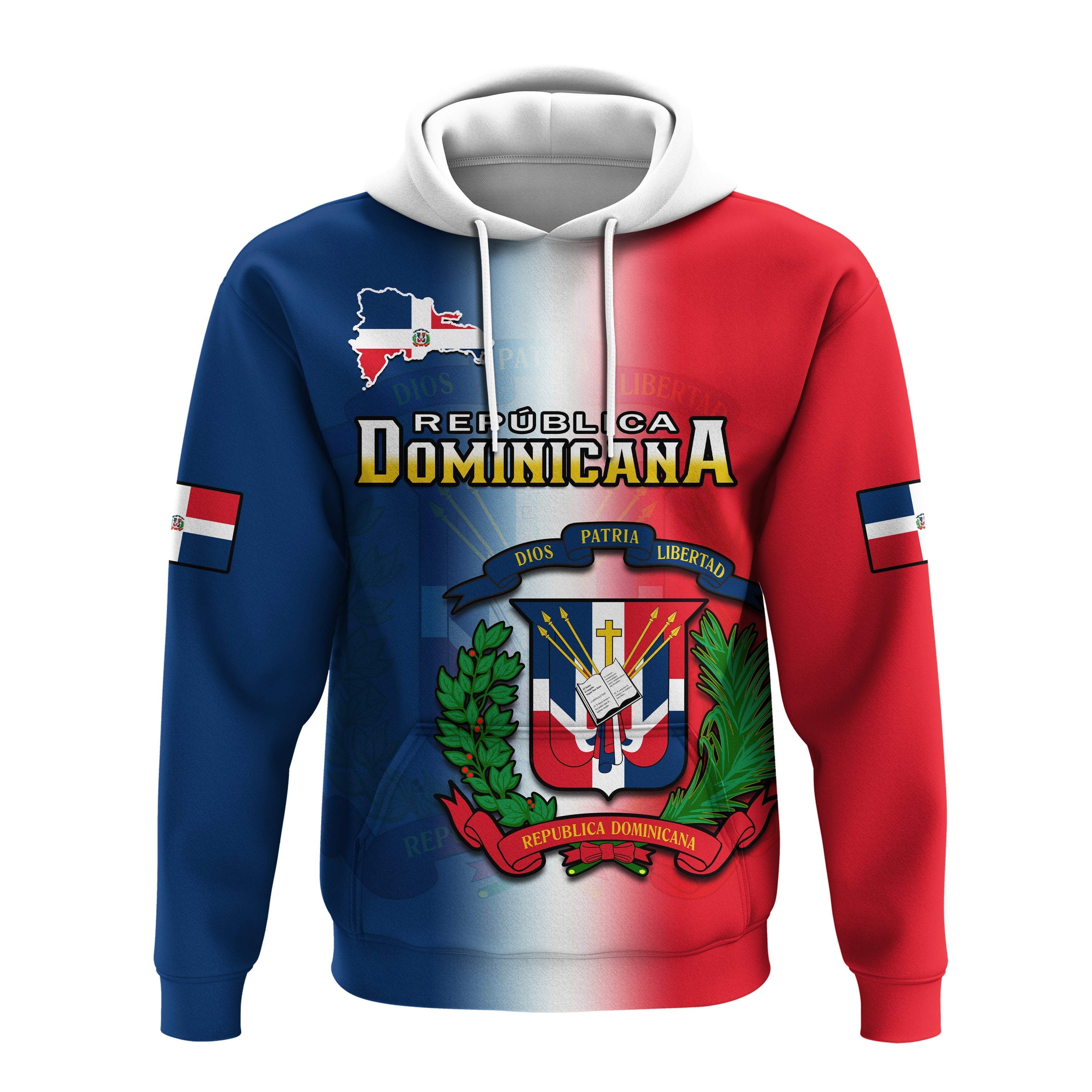 Custom Dominican Republic Hoodie Dominicana Coat Of Arms Gradient Style LT14