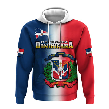 Custom Dominican Republic Hoodie Dominicana Coat Of Arms Gradient Style LT14