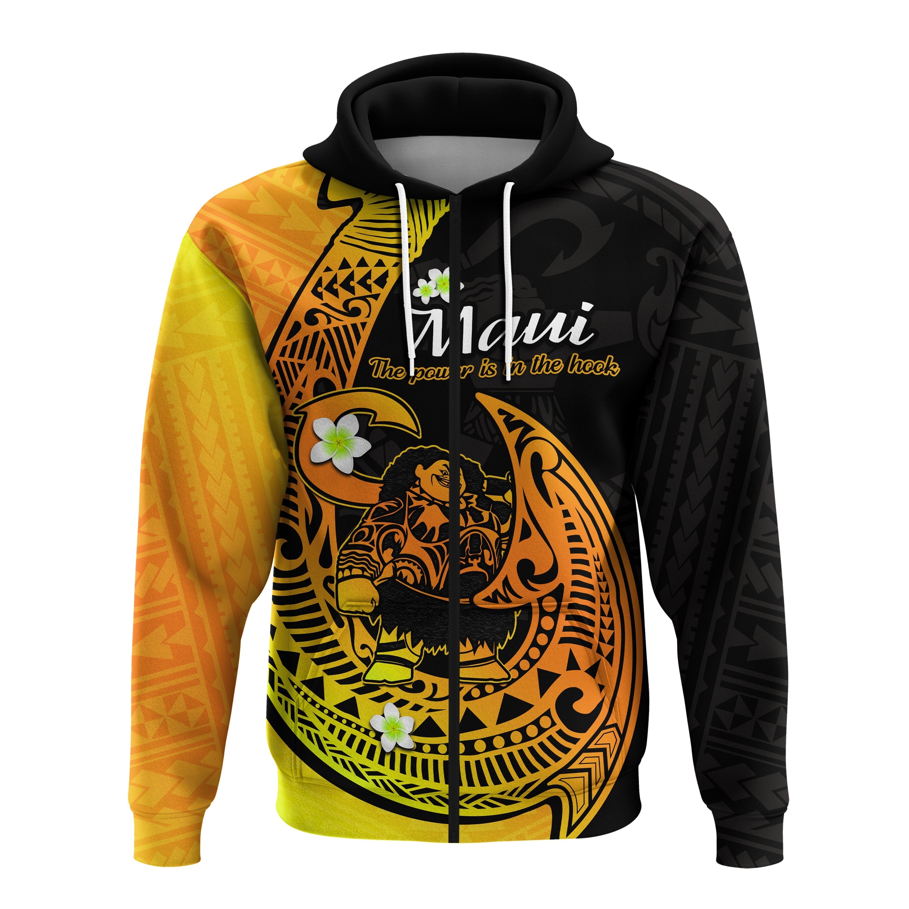 Custom Mauis Fish Hook Hoodie Polynesian Gold Gradient Version LT14