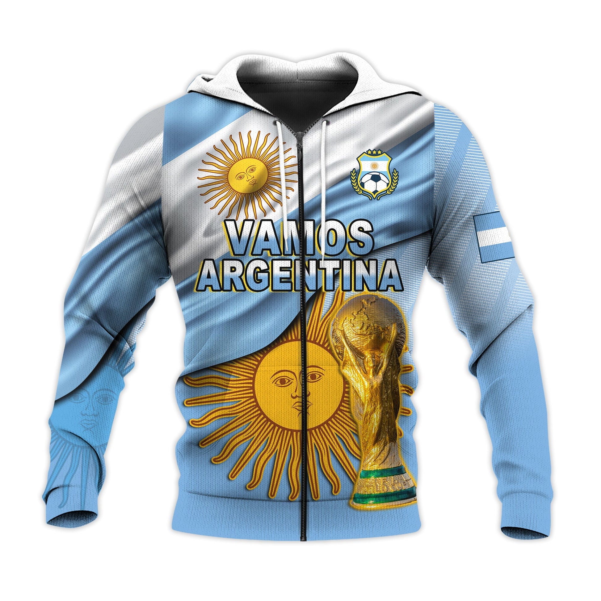 Custom Football Hoodie Vamos La Albiceleste Champions World Cup Vibe Flag LT13