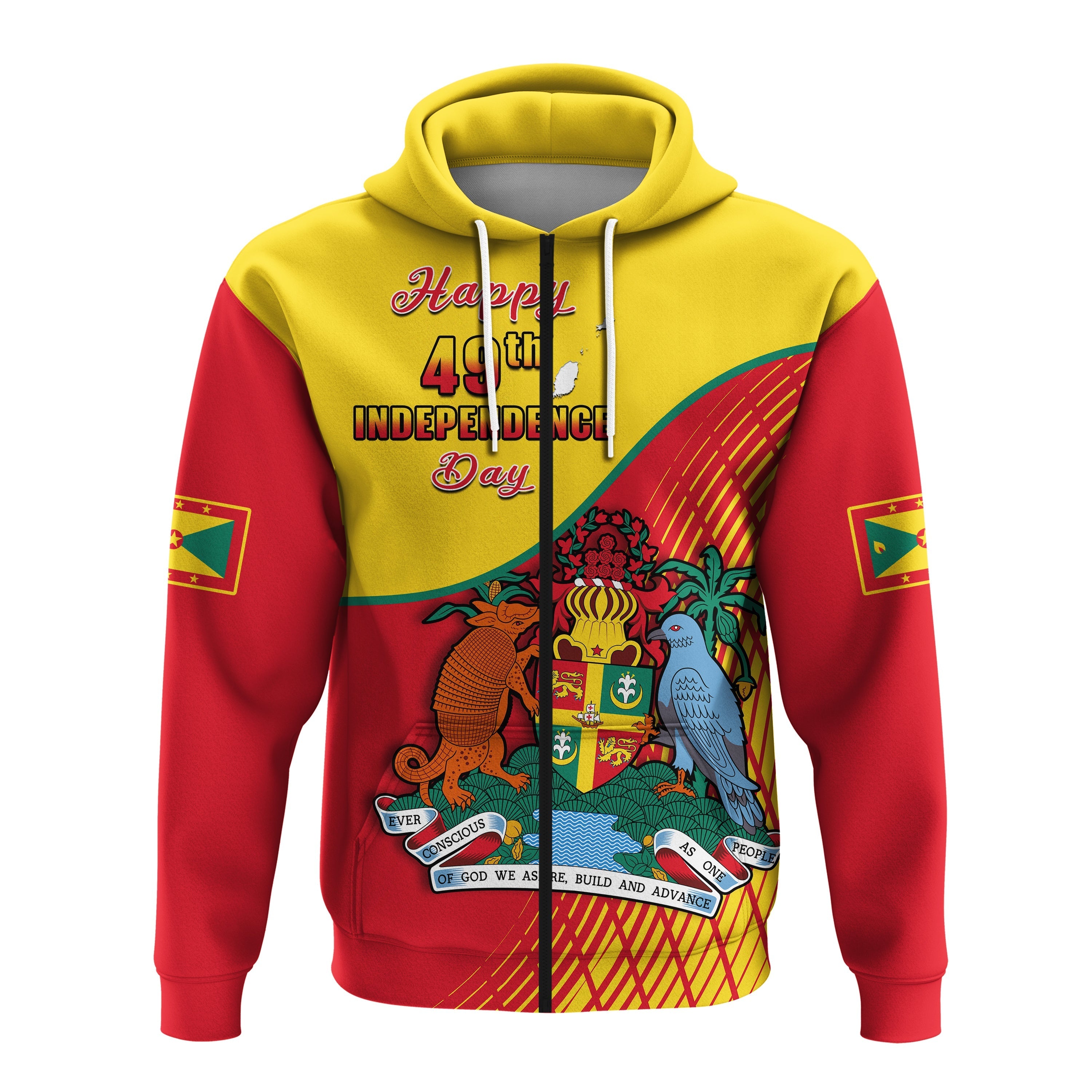 Custom Grenada Hoodie Coat Of Arms Happy 49th Independence Day LT14
