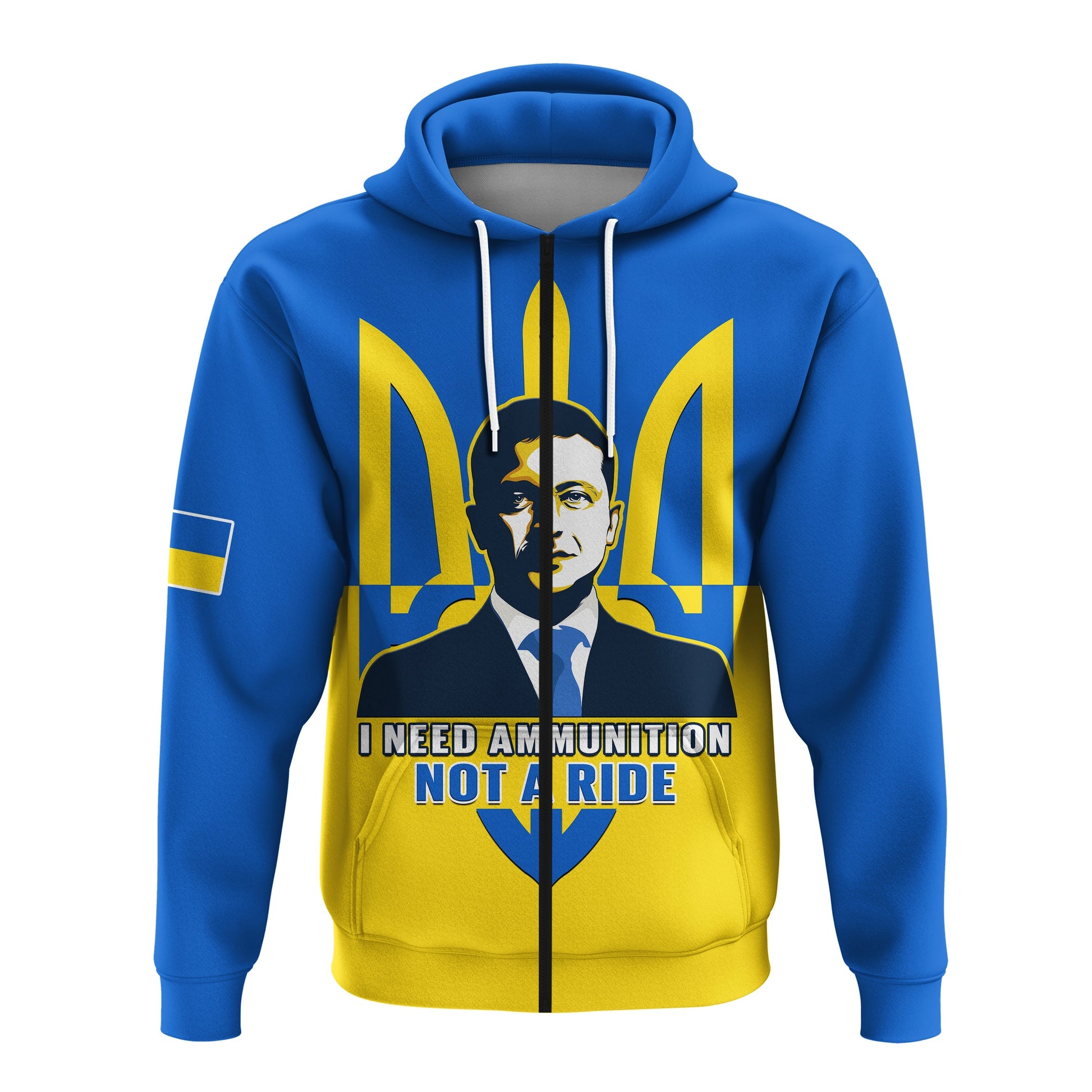 Custom Personalised Ukraine Hoodie Ukraine Gold Trident Slava Ukraini Blue LT14