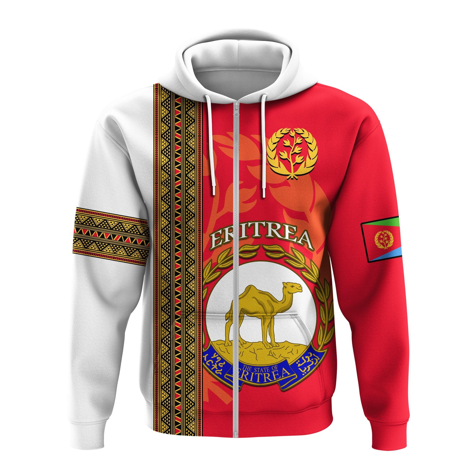 Custom Eritrea Hoodie African Pattern Happy Independence Day Version White LT14